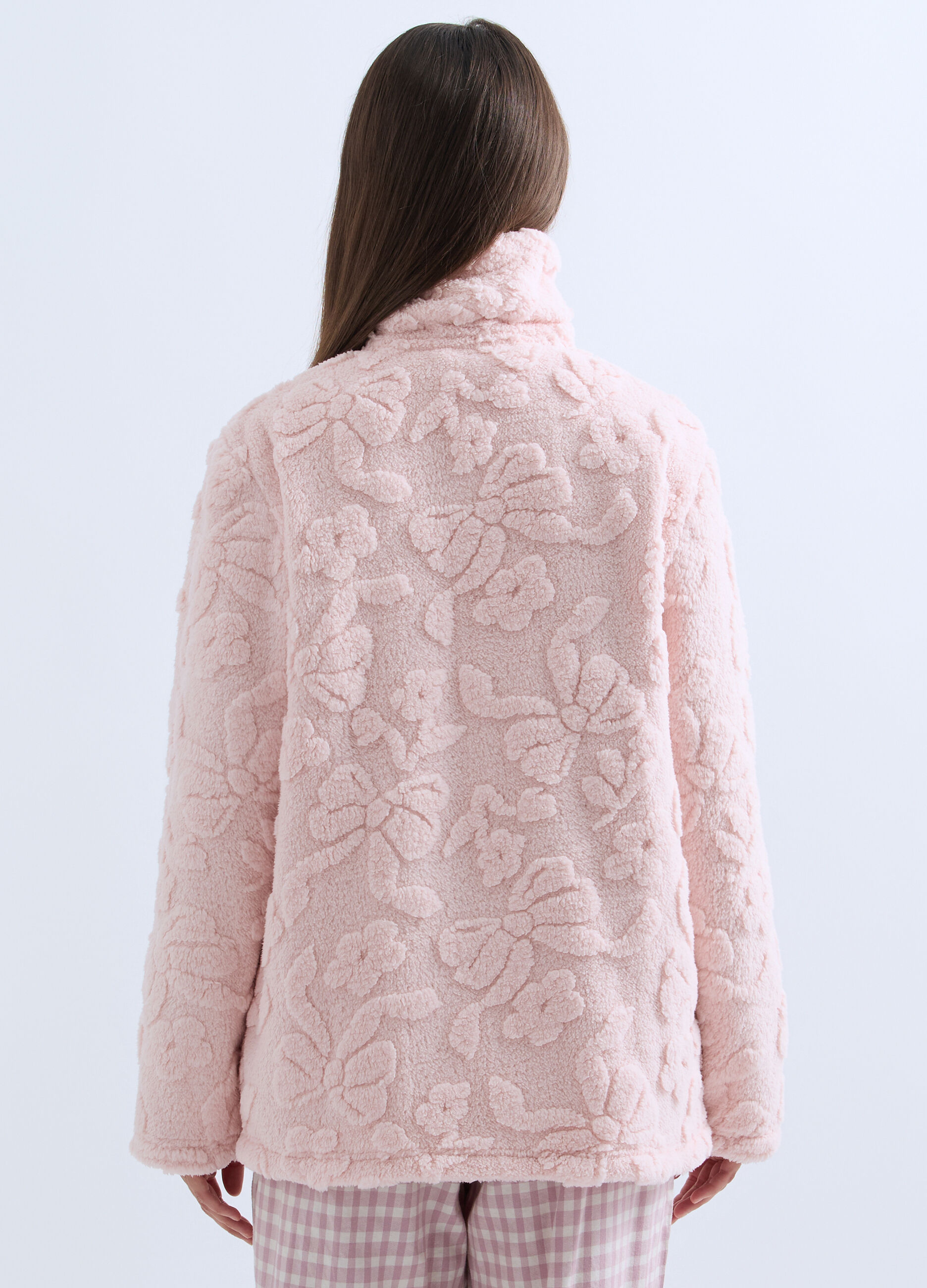 Vestaglia corta in eco fur donna_1