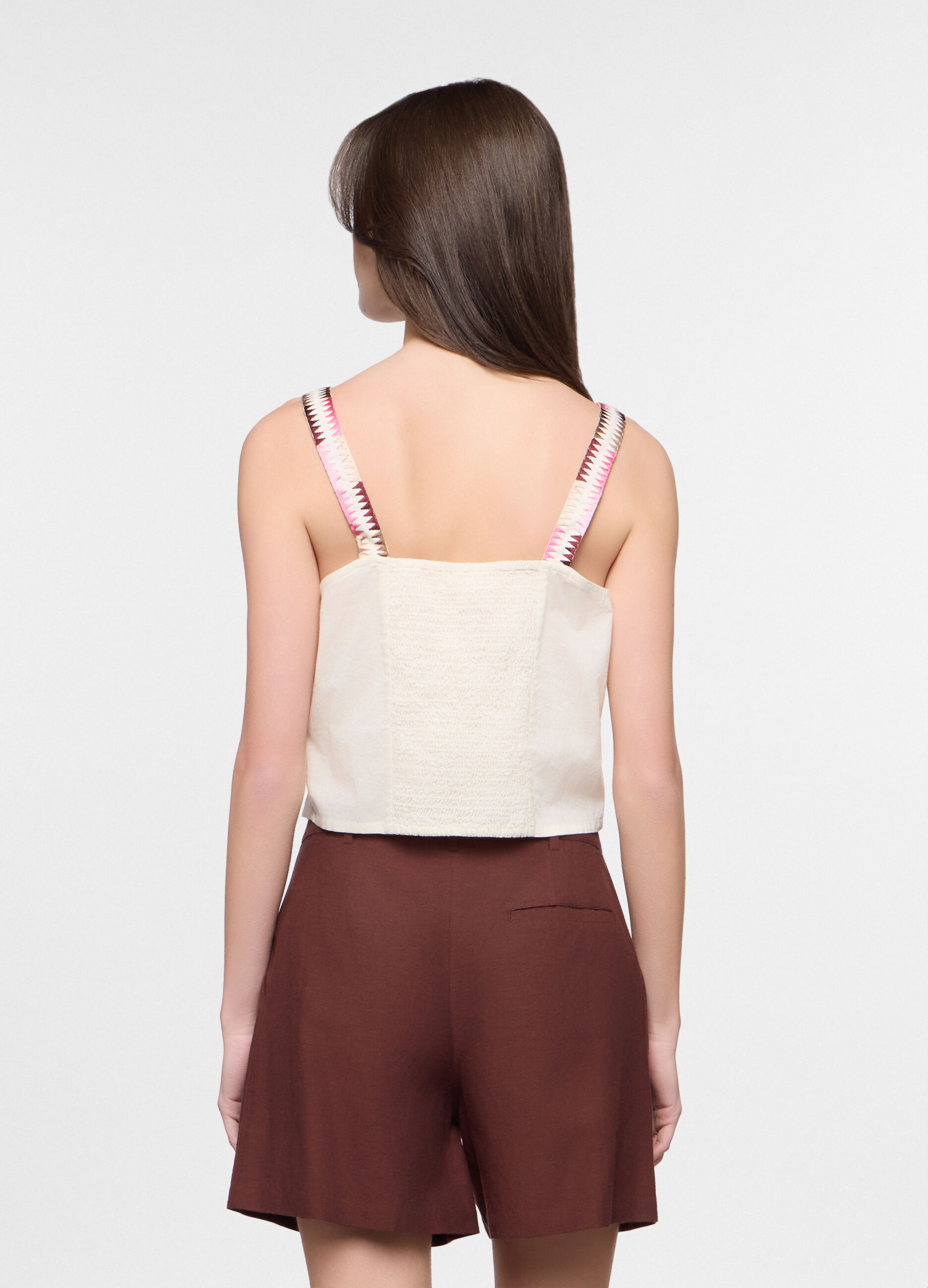 Top fit regular con scollo squadrato in puro cotone donna_1