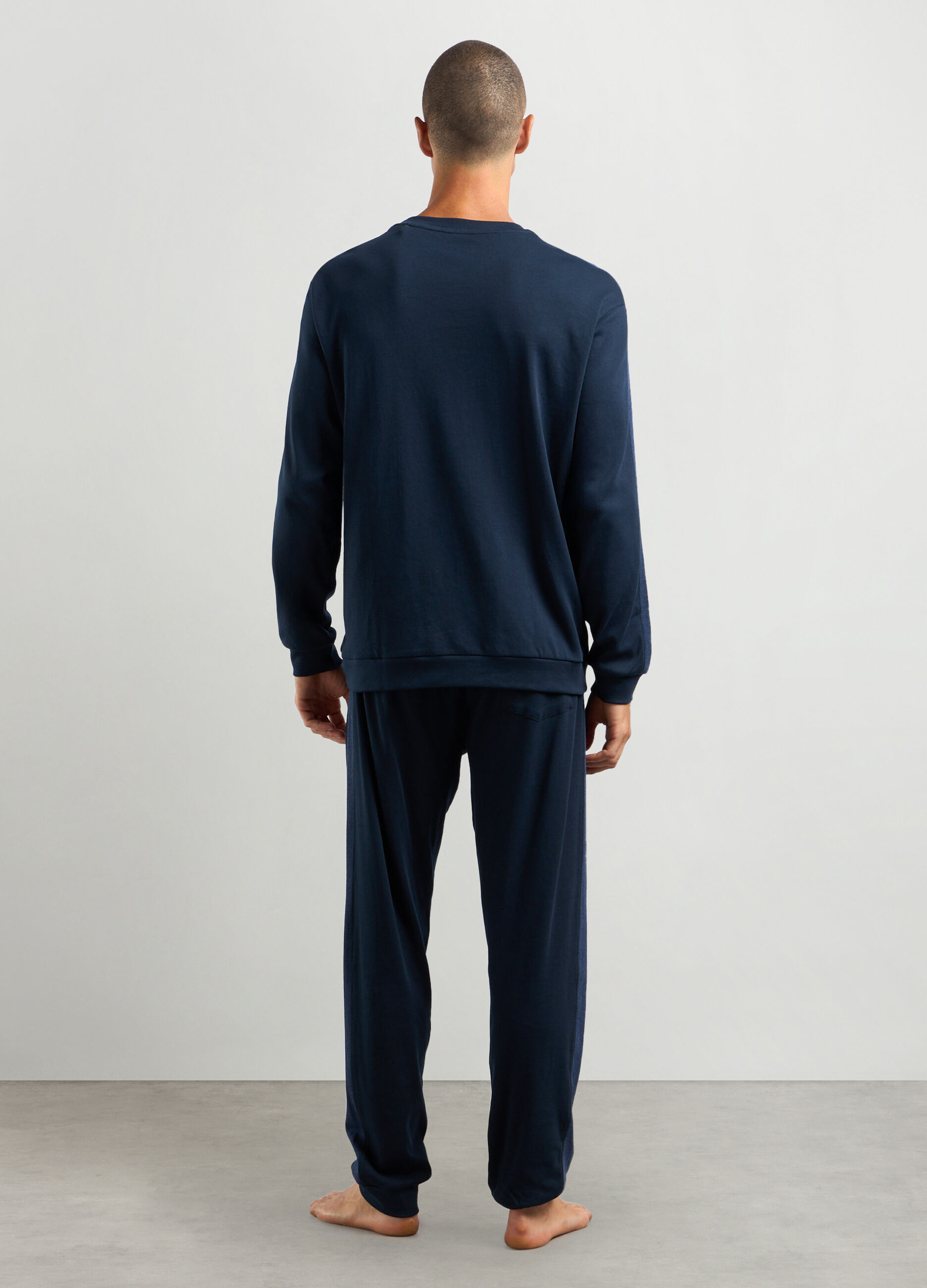 Set pigiama lungo in interlock di cotone uomo_1