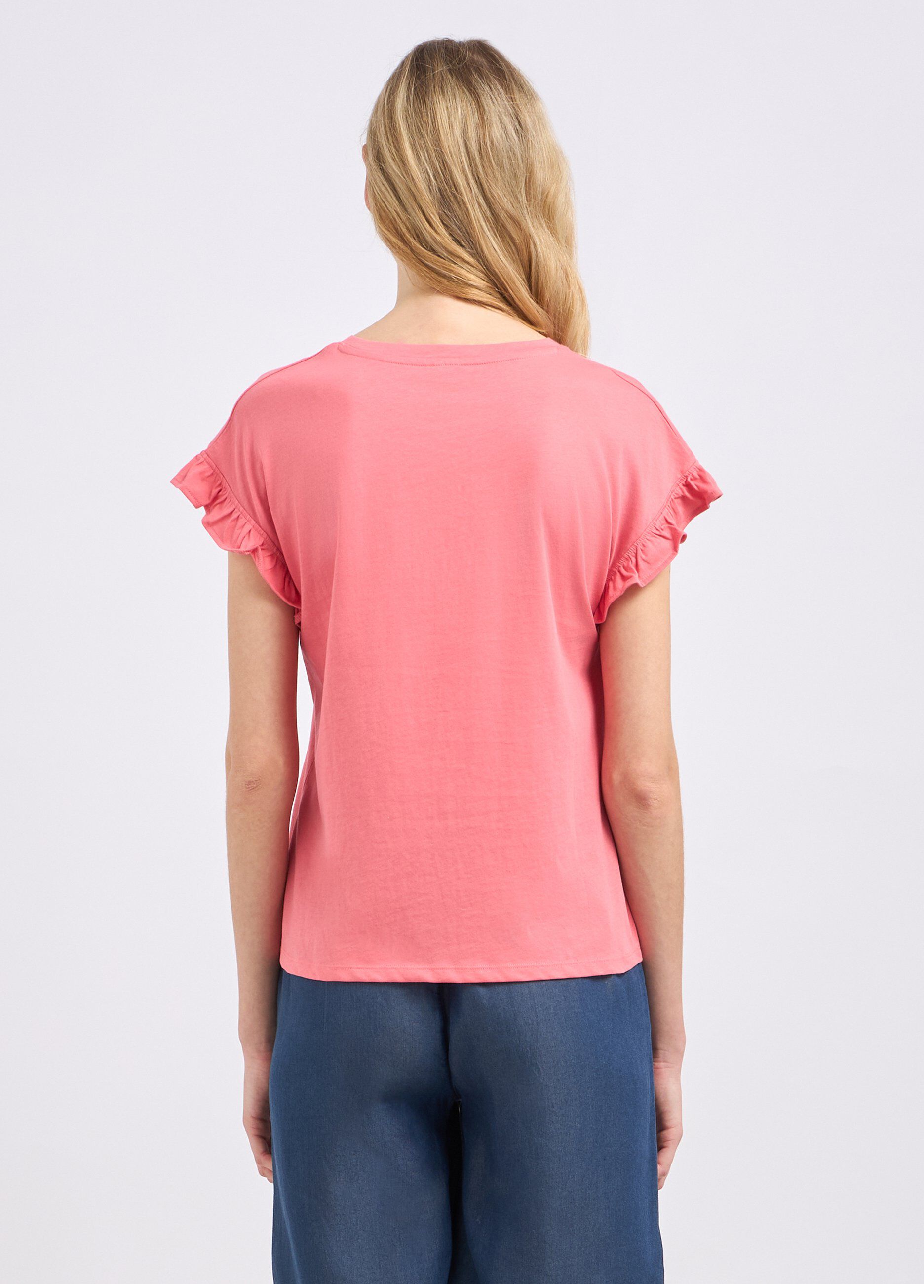 T-shirt in puro cotone con rouches donna_1