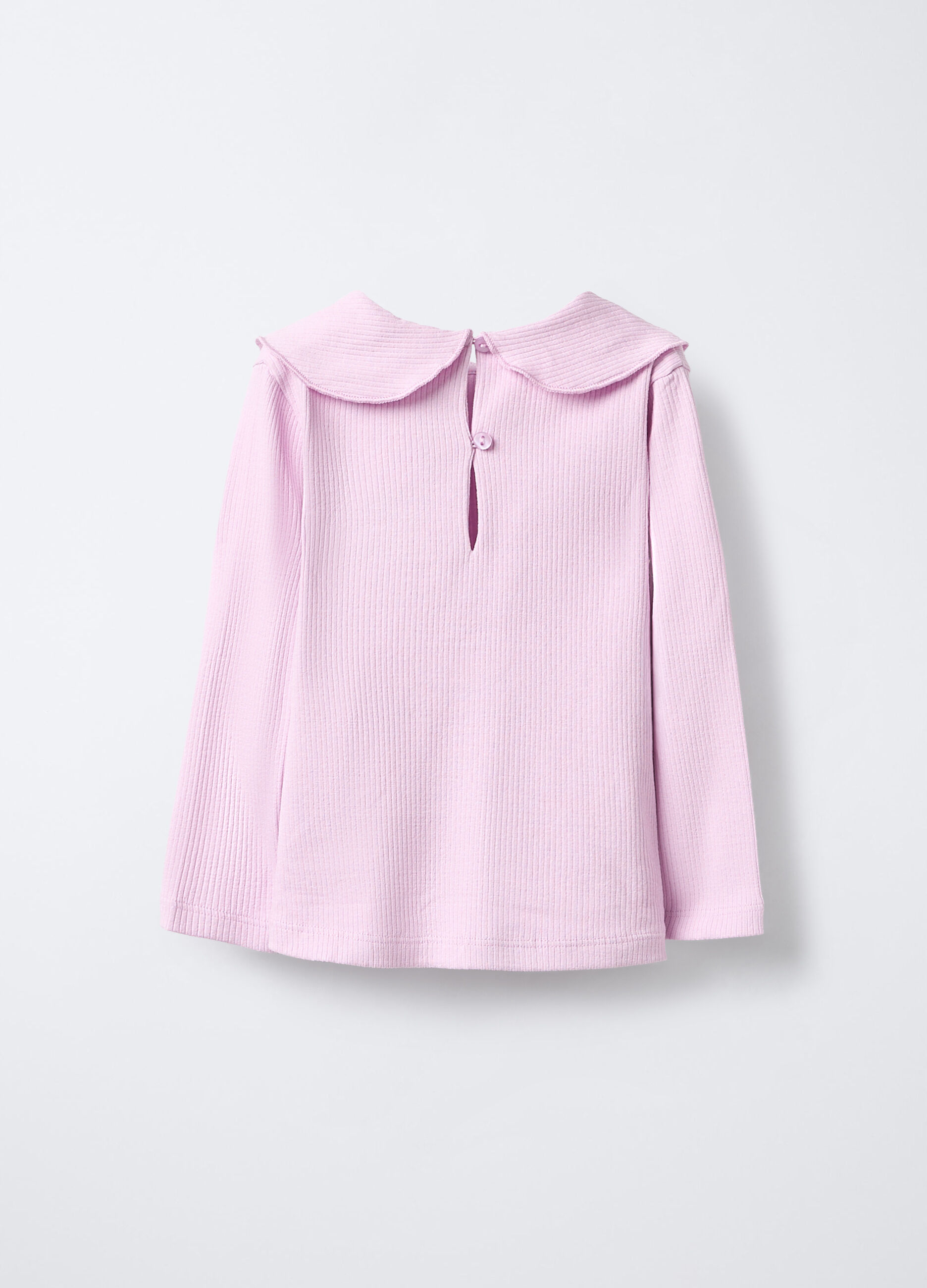 T-shirt in costina di cotone stretch Slim Fit bimba_1