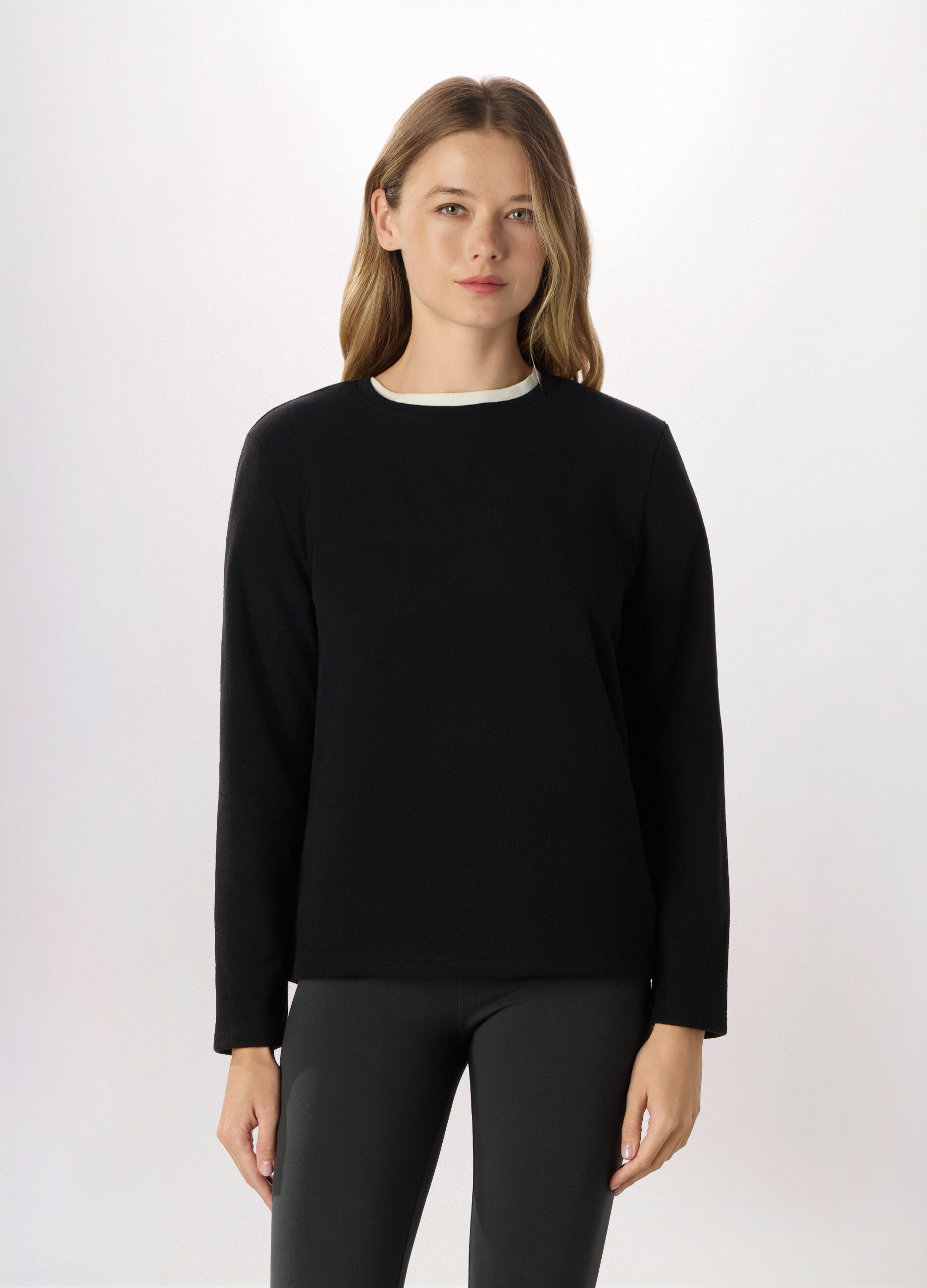 Felpa girocollo in pile donna_0