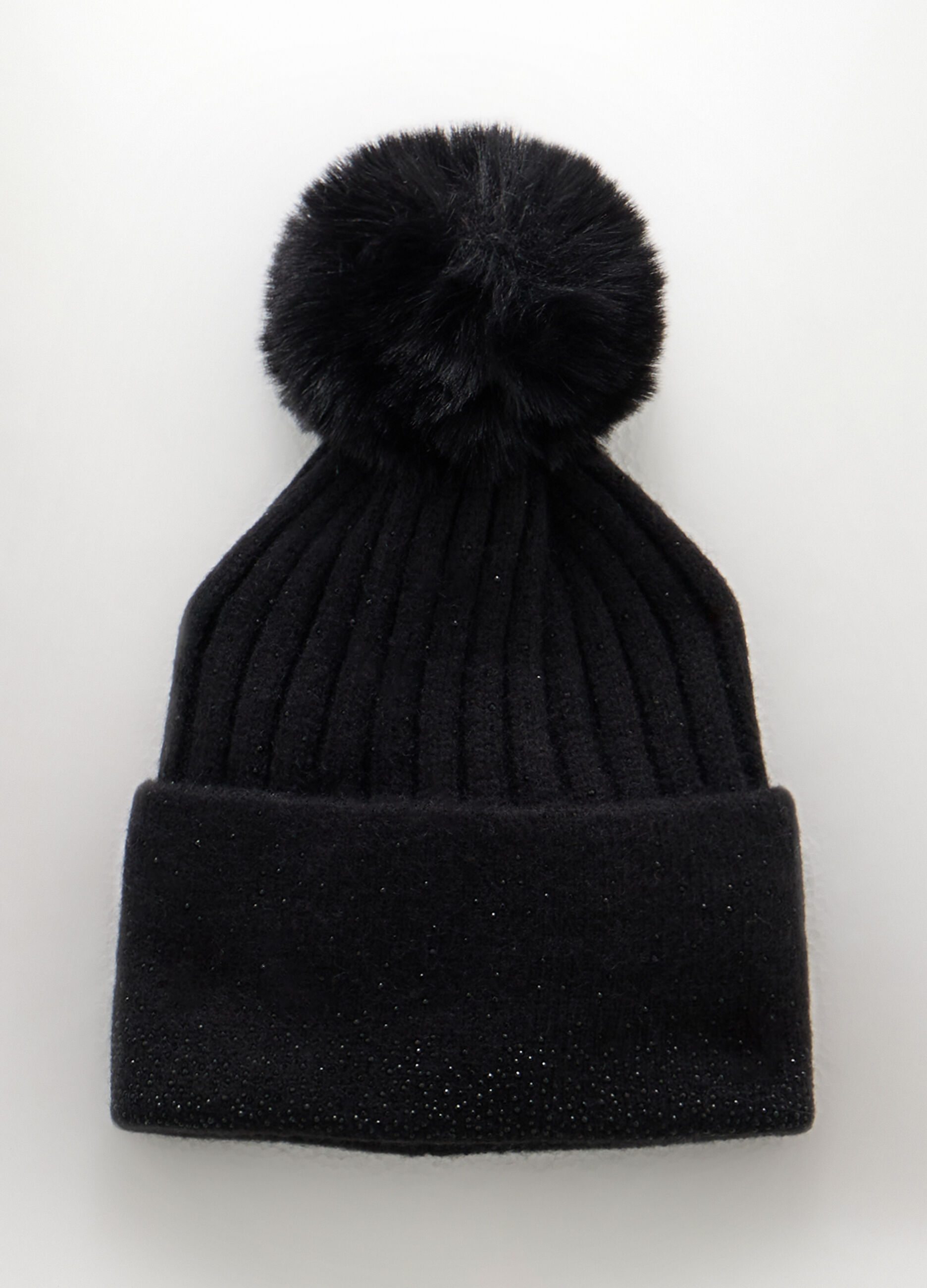 Berretto tricot con pon pom donna_0