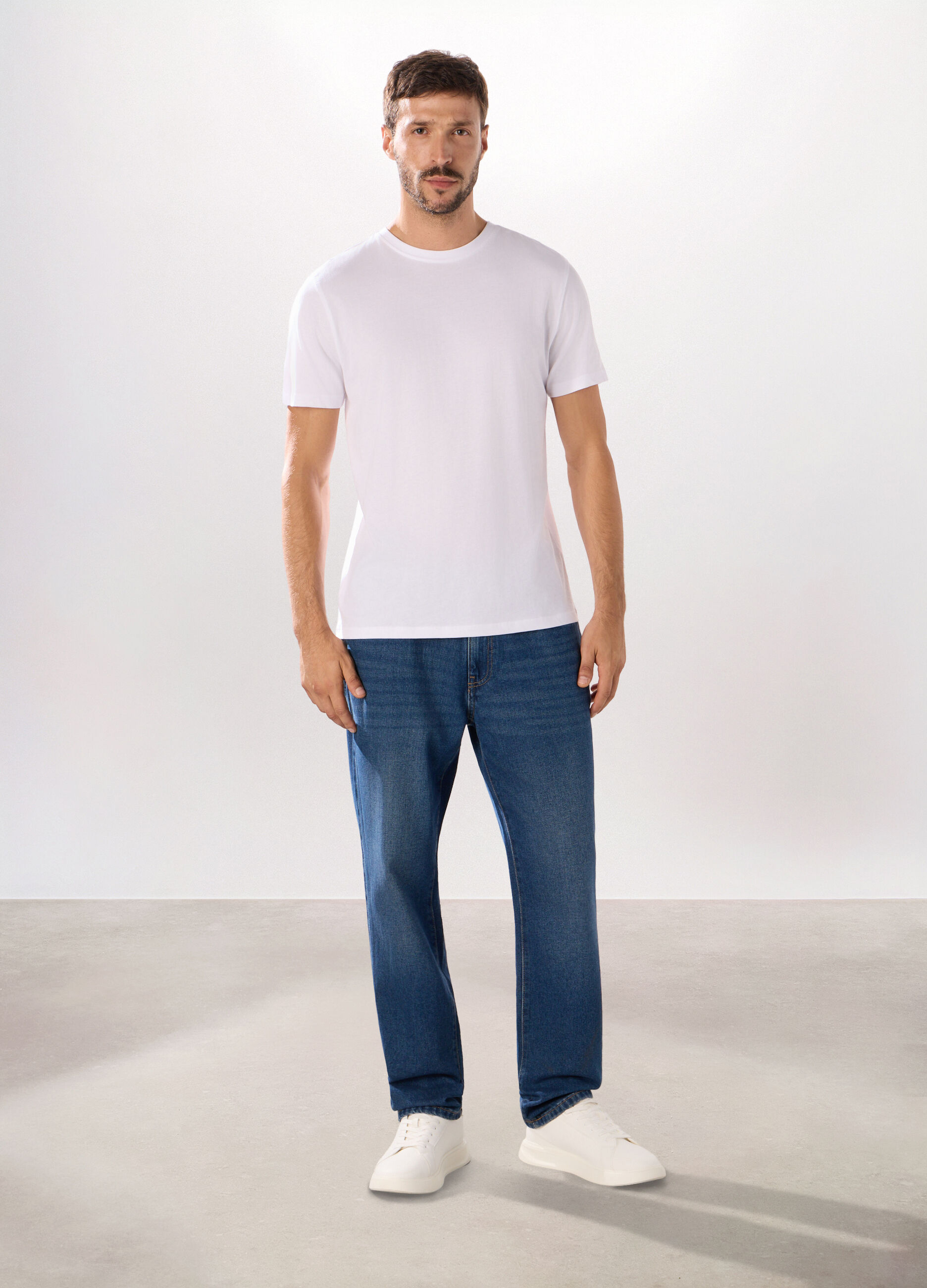 Jeans 5 tasche regular in cotone e lyocell uomo_0