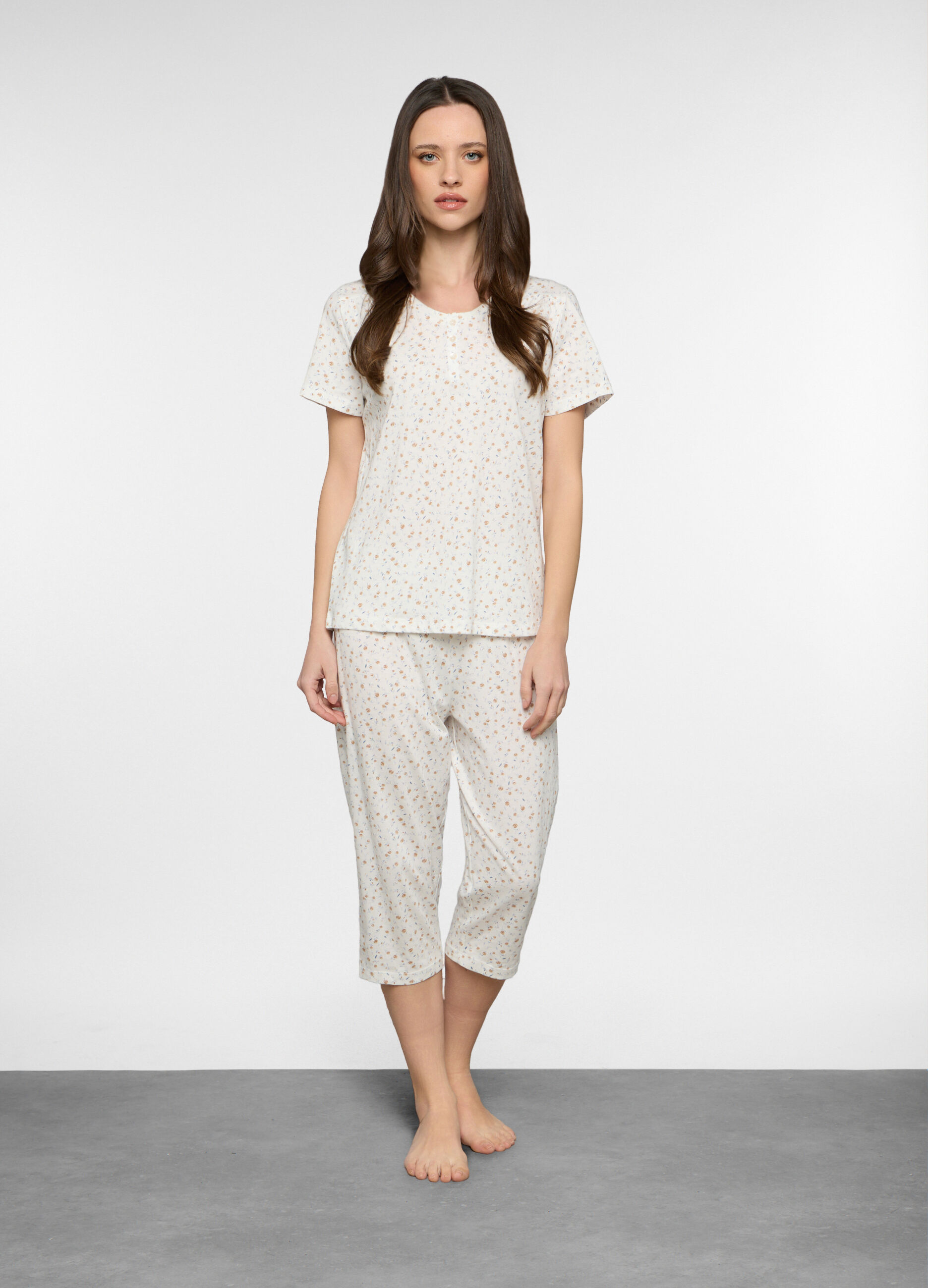 Set pigiama corto in jersey di puro cotone donna_0