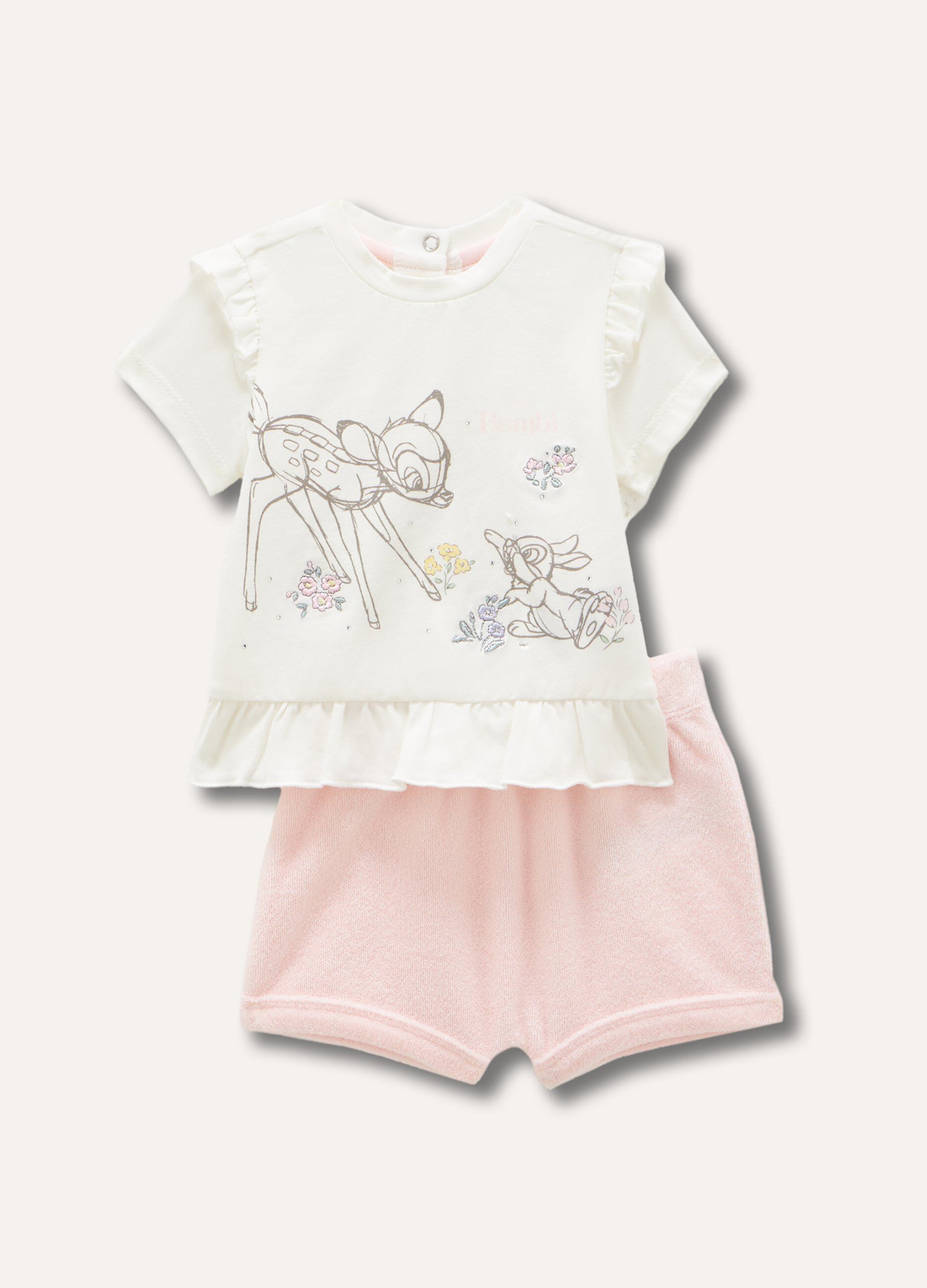 Set Bambi con ricami e stampa neonata_0