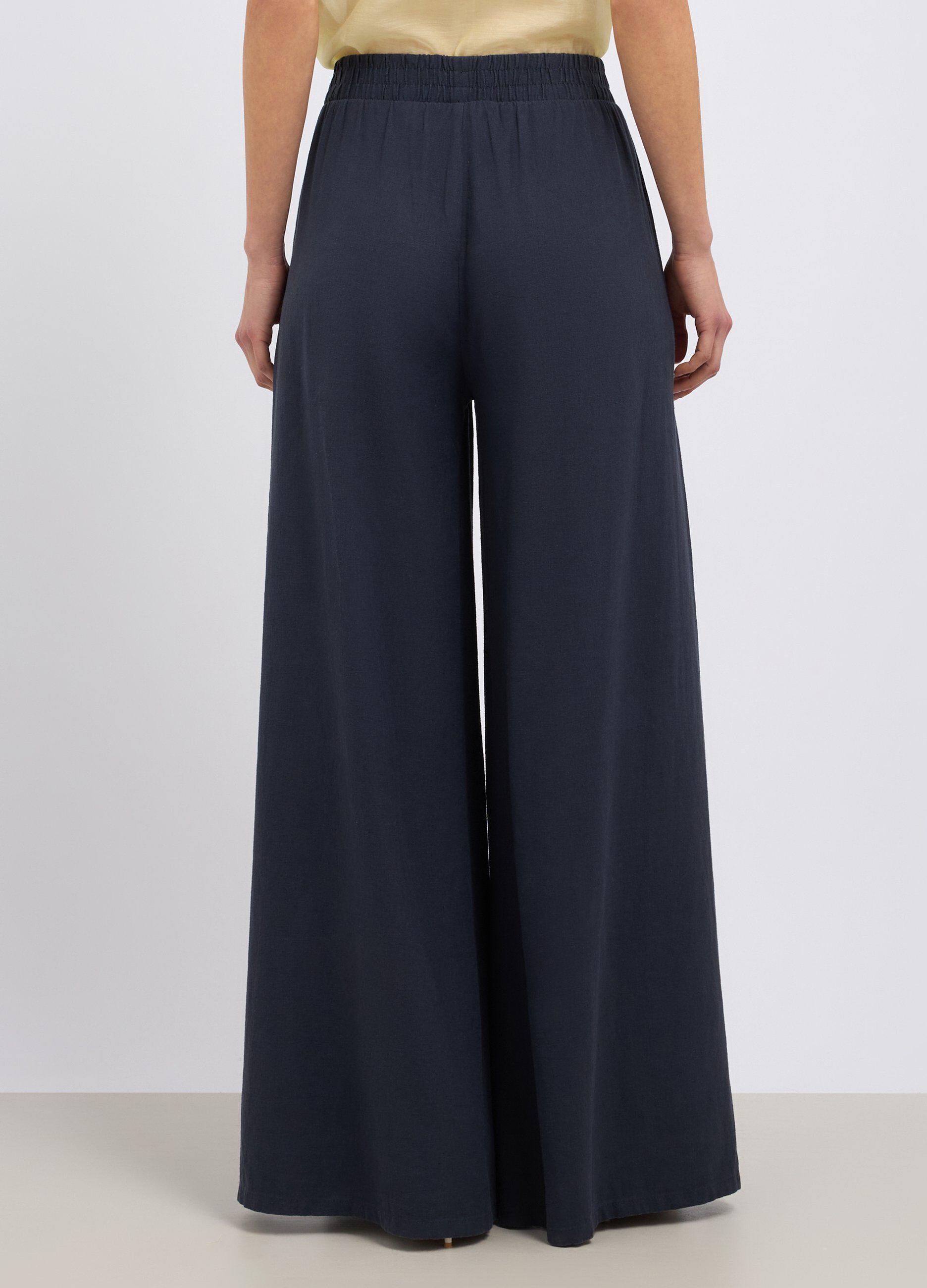 Pantaloni palazzo in misto lino donna_1
