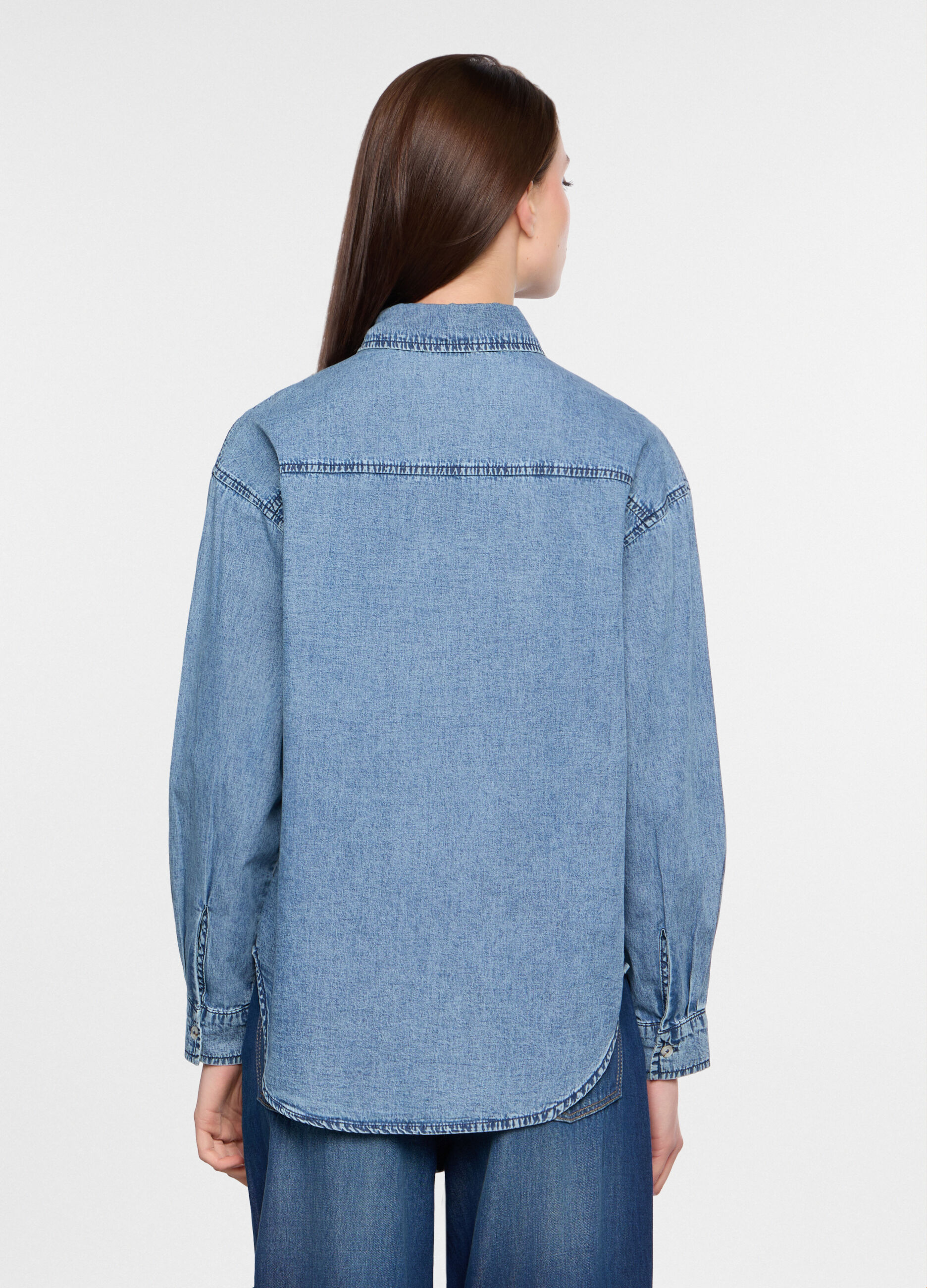 Camicia fit Over in denim leggero trattato donna_1