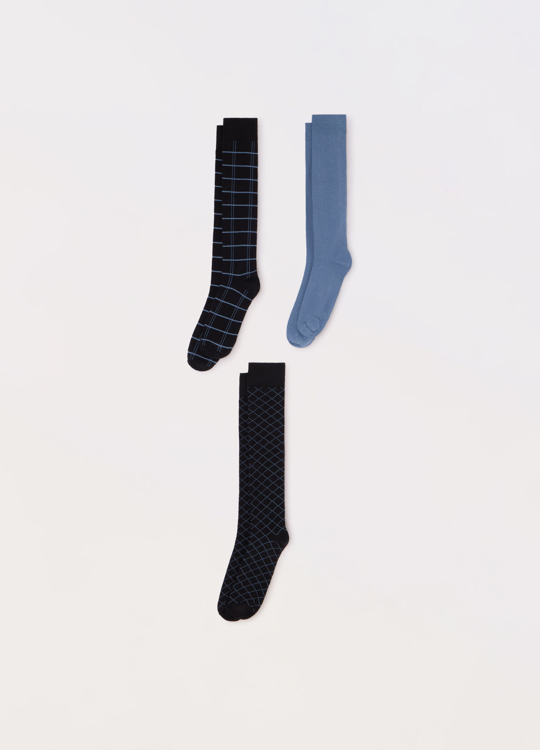 3 pack calze lunghe in cotone stretch a fantasia uomo