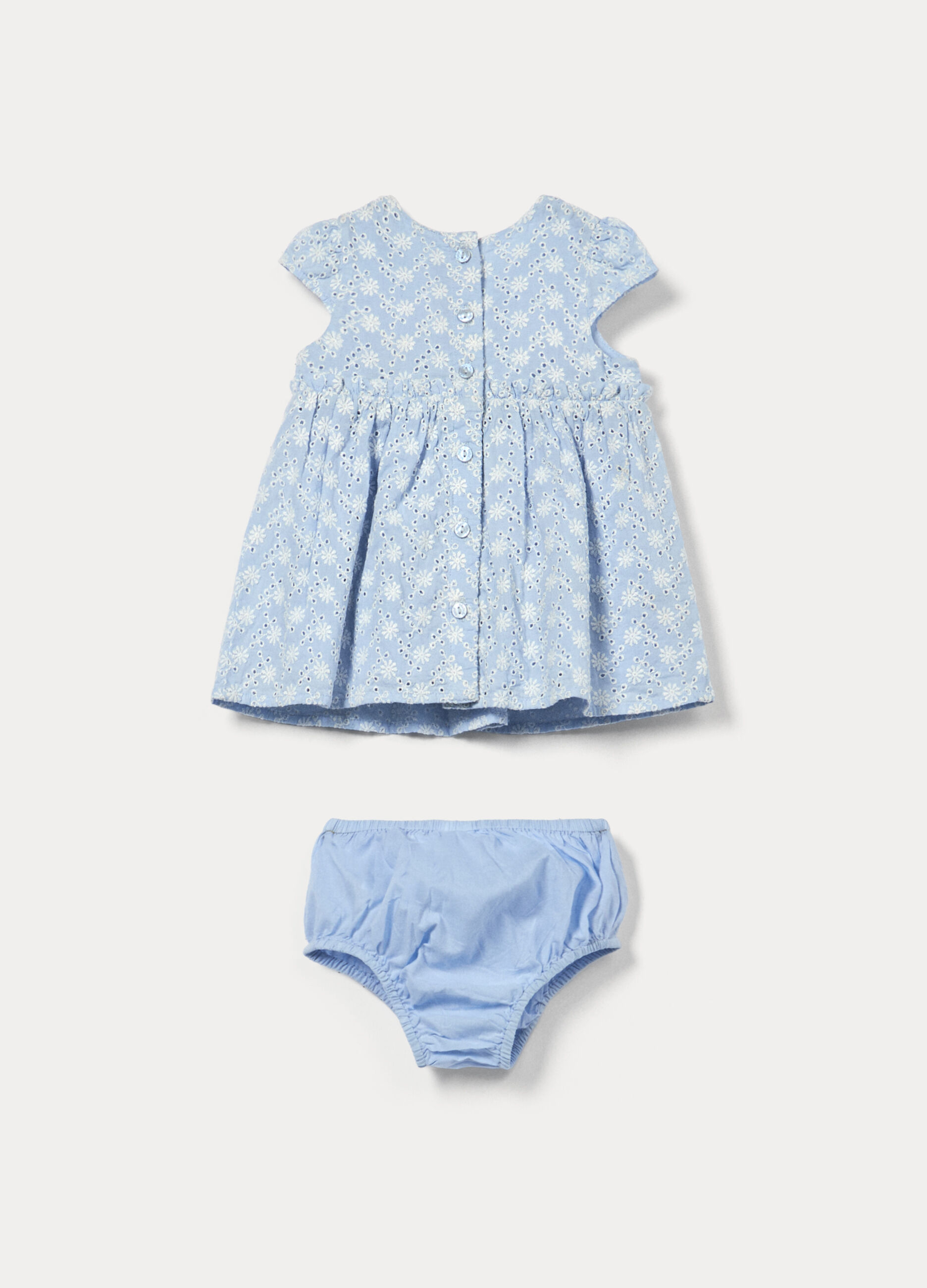 Set vestito + shorts in puro cotone sangallo neonata_1