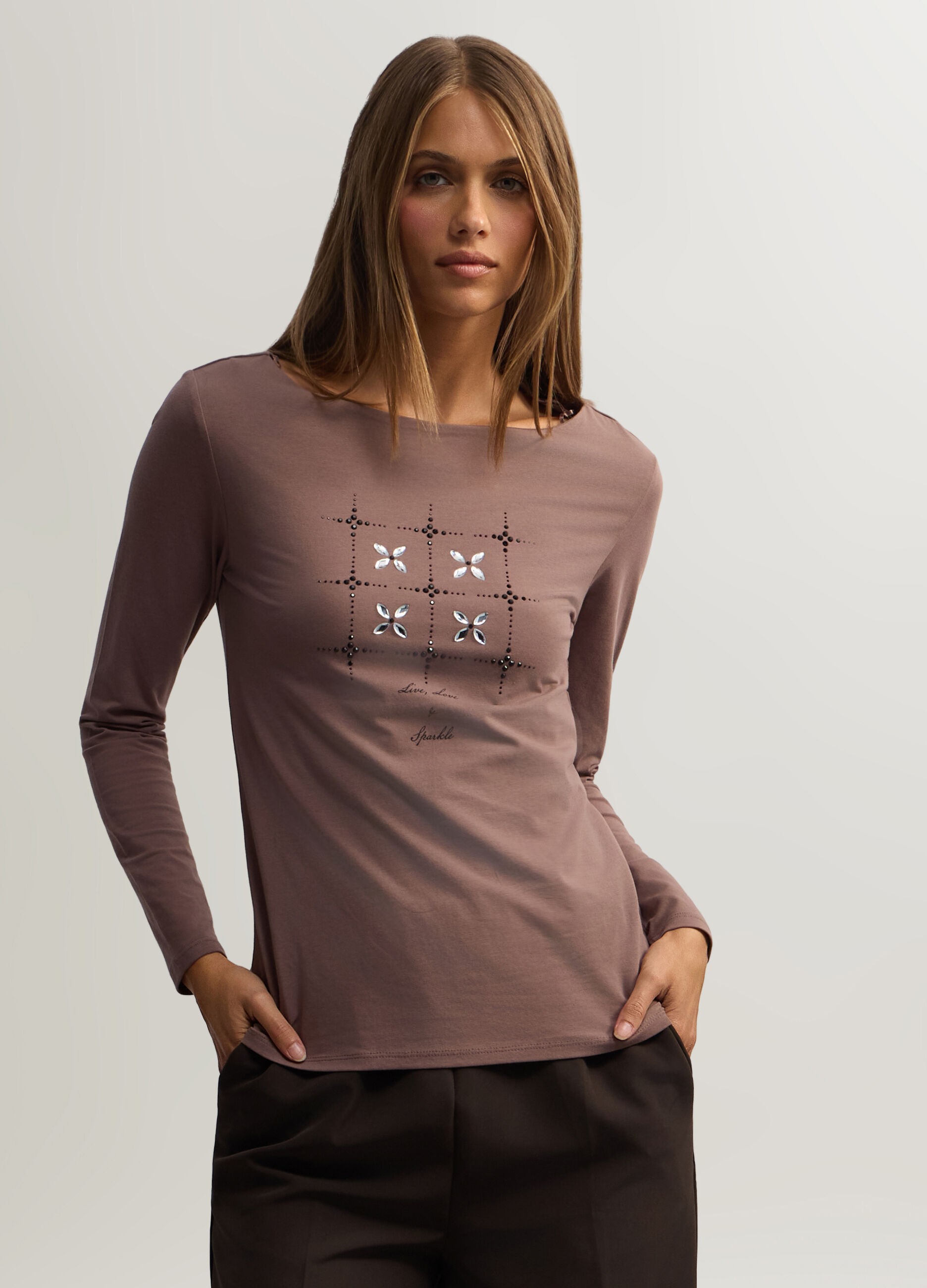 T-shirt girocollo stretch donna_0