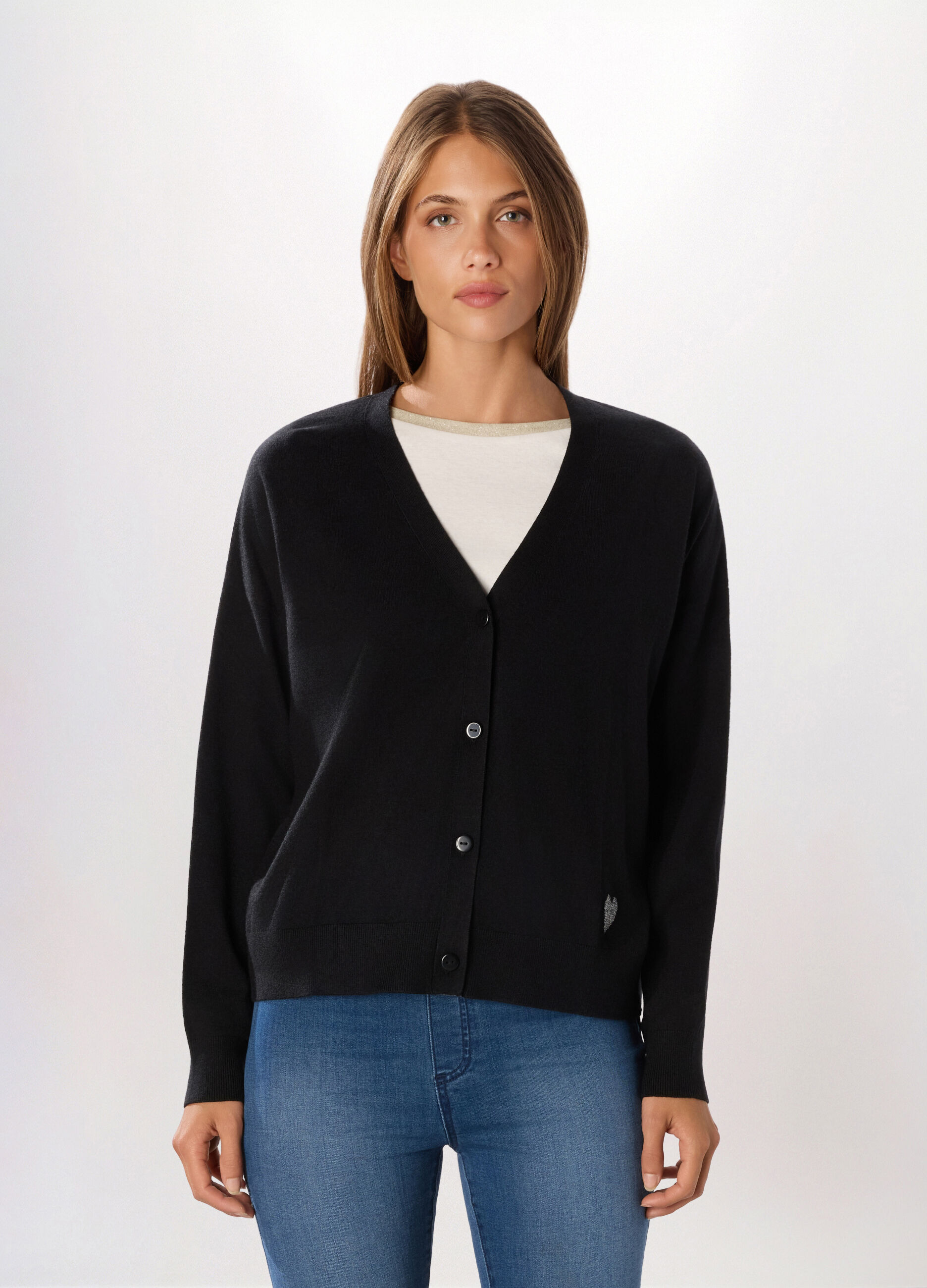 Cardigan tricot con scollo a V donna_0