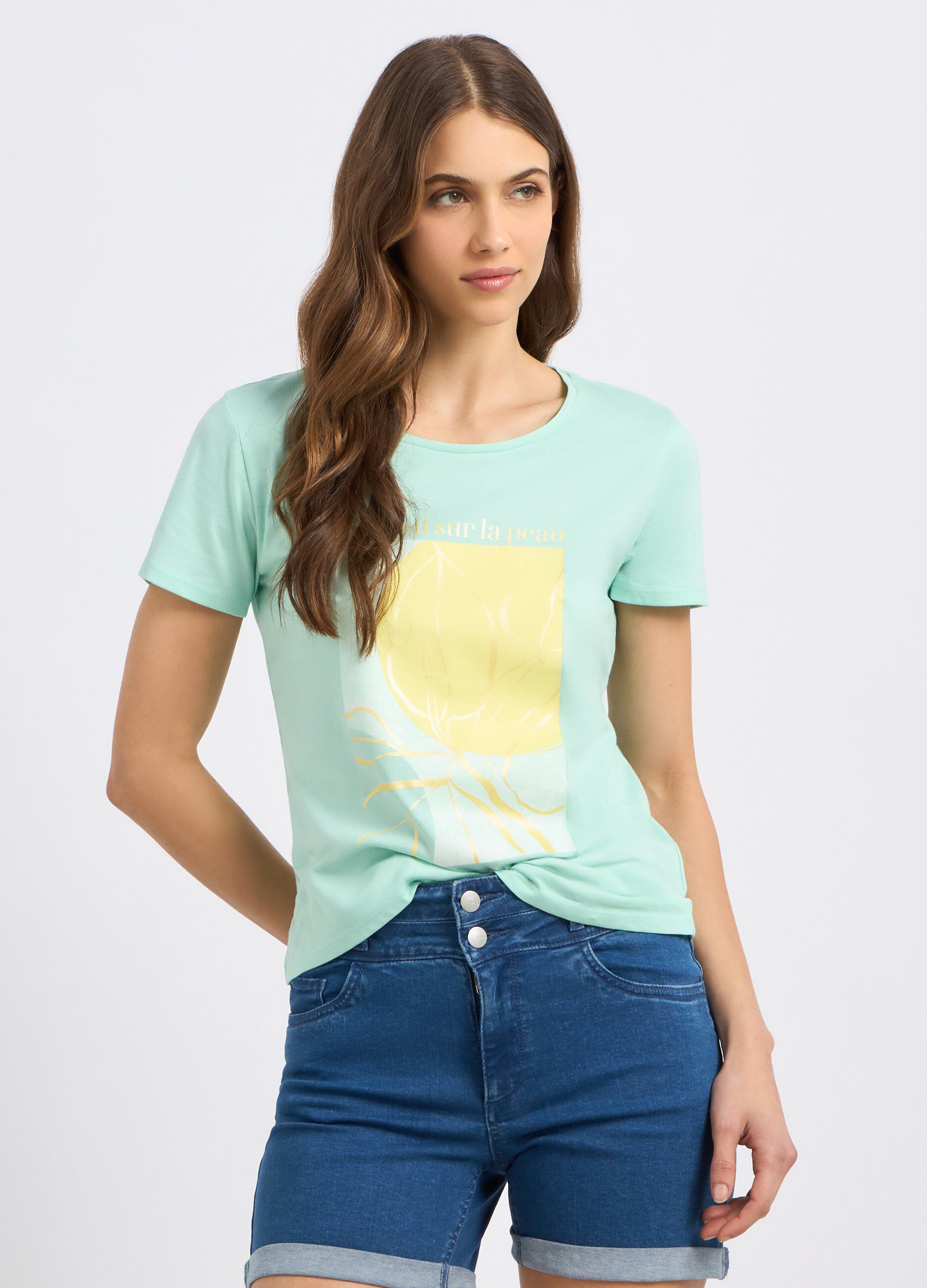 T-shirt in puro cotone con stampa donna_0