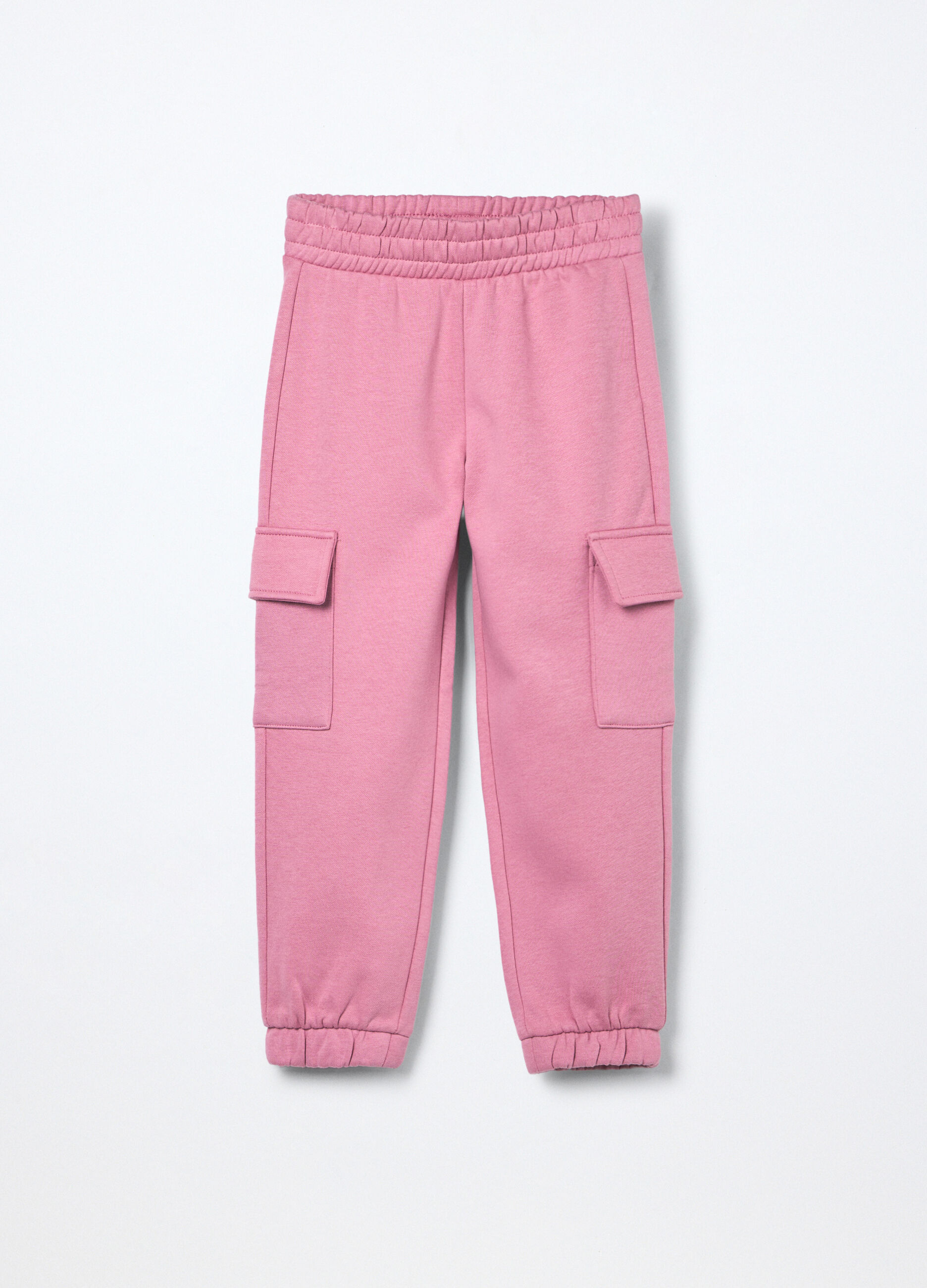 Jogger cargo in misto cotone fleece bambina_0