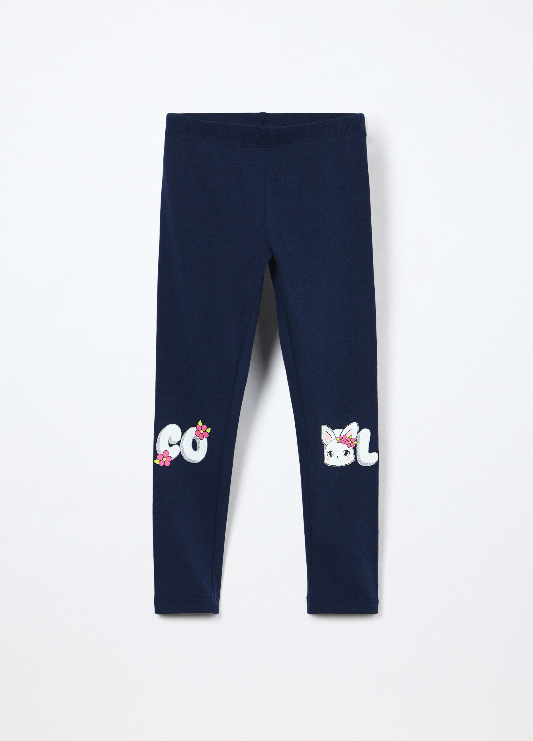 Leggings in jersey di cotone stretch bambina_0