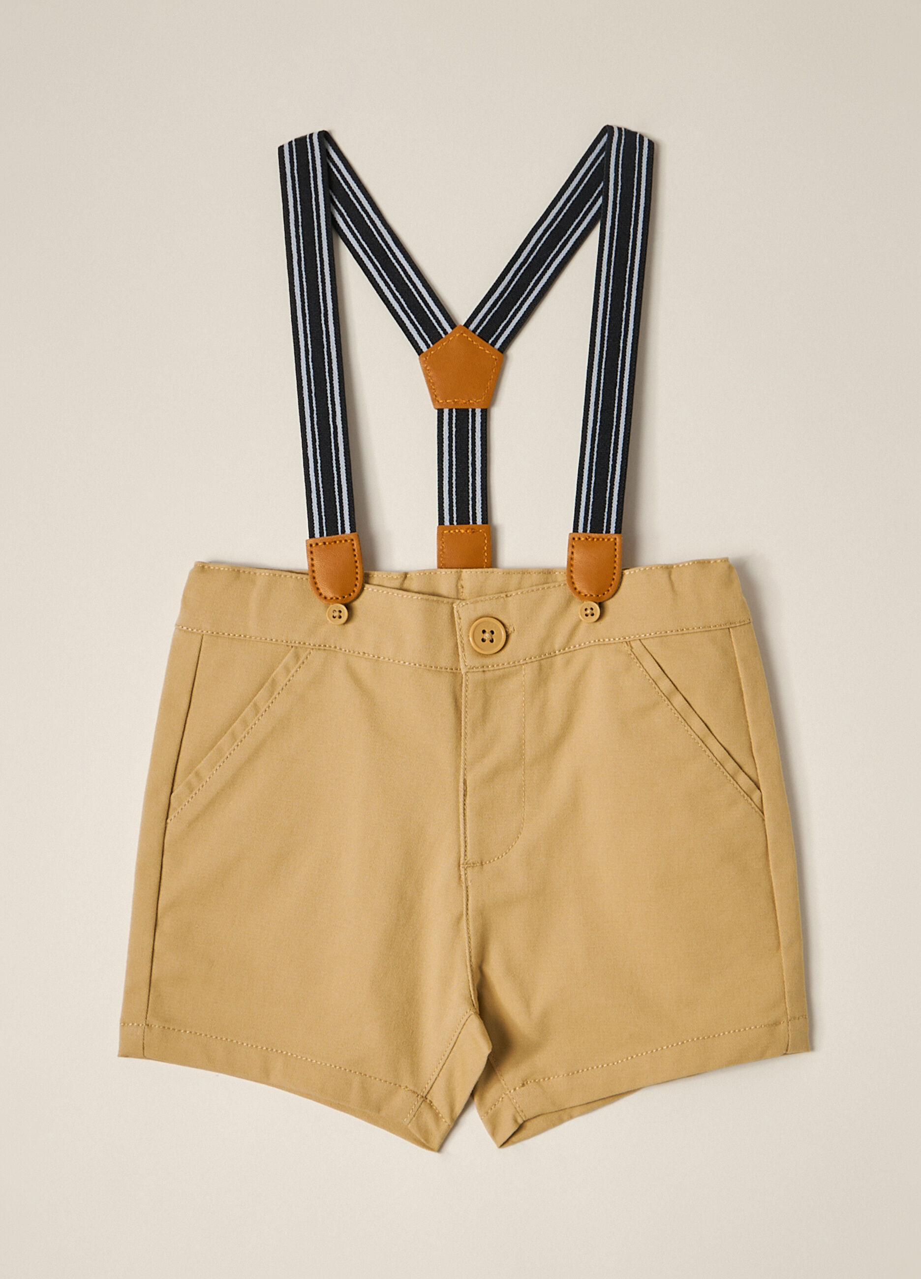 Shorts in twill con bretelle IANA neonato_0