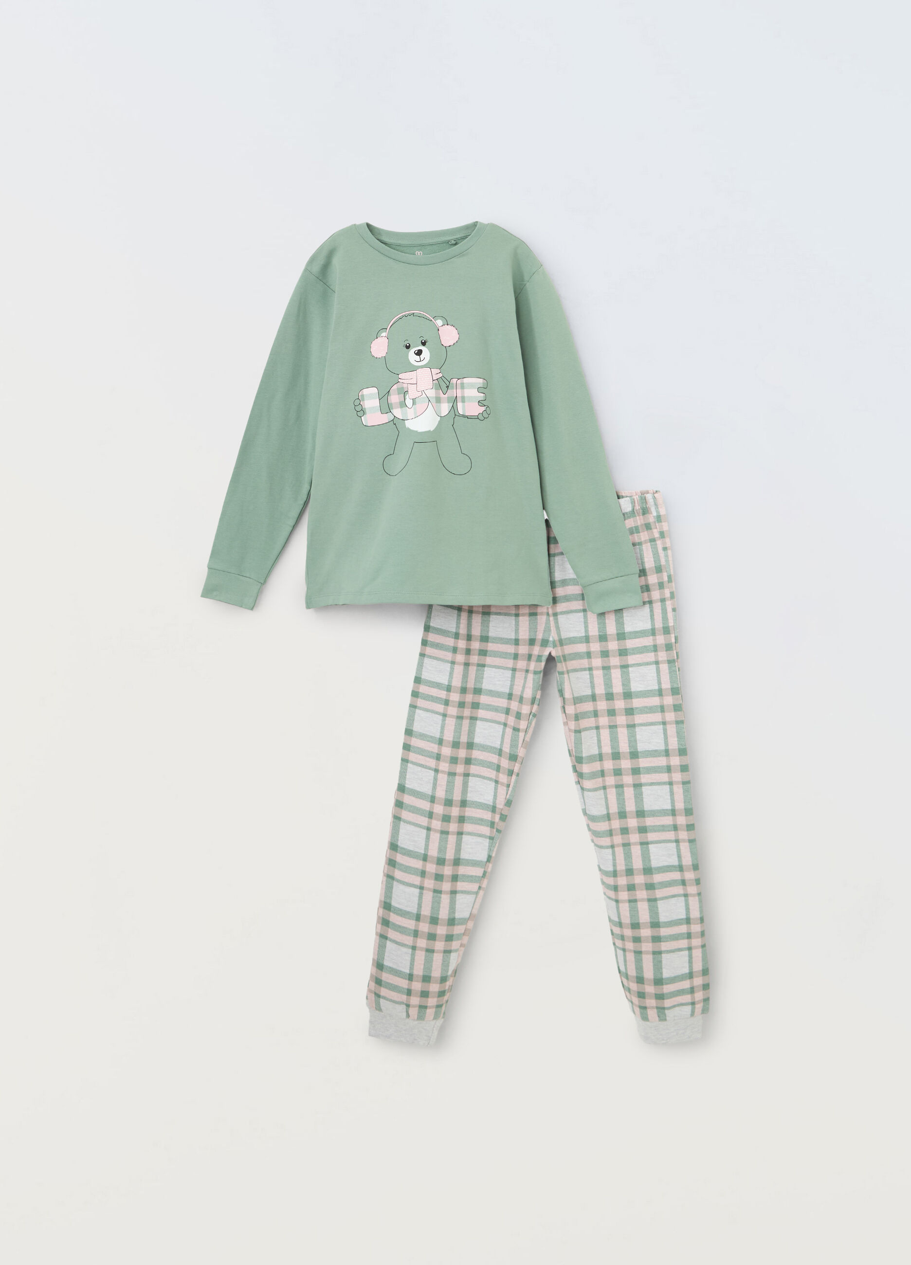 Set pigiama lungo in puro cotone ragazza