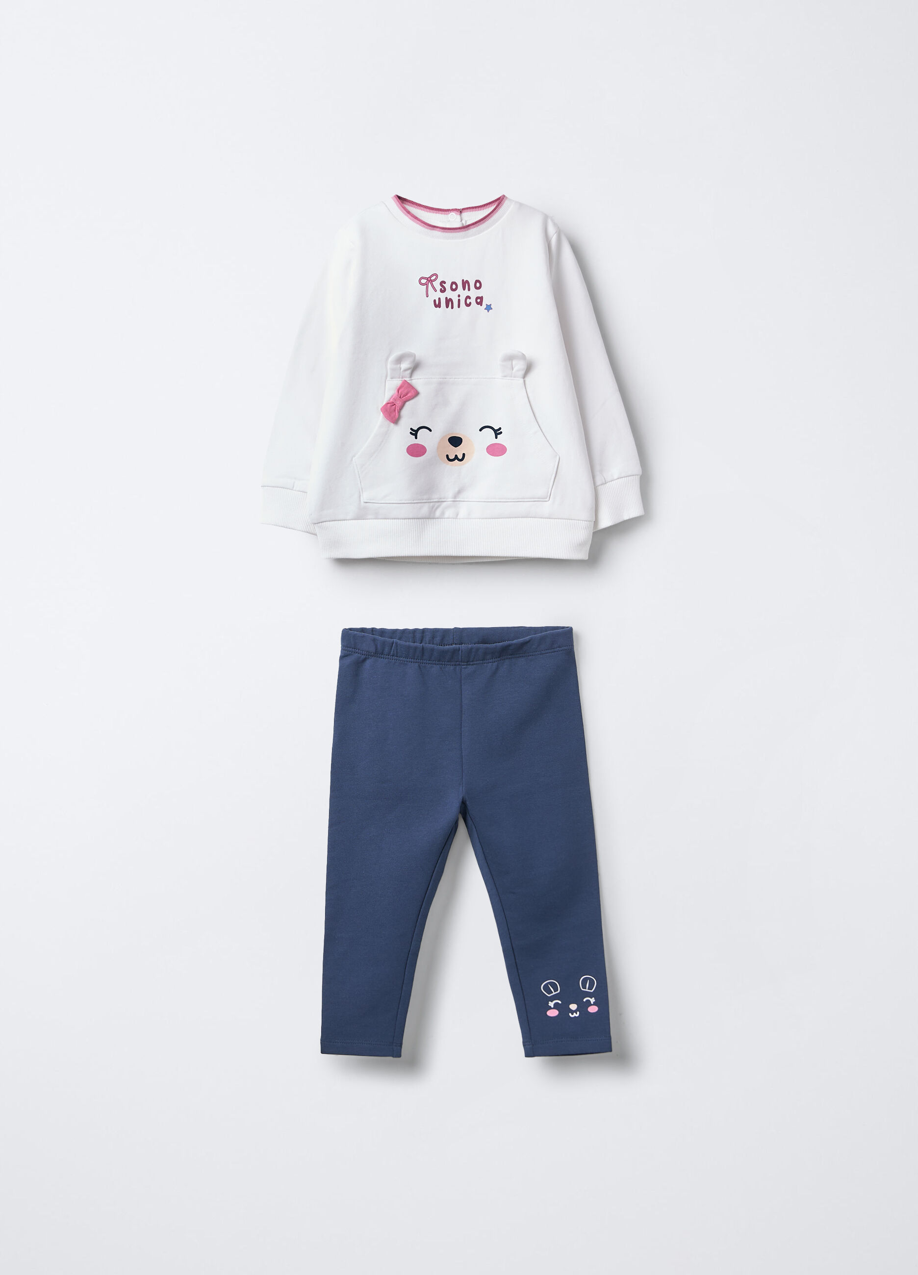 Jogging set in cotone garzato stretch bimba_0