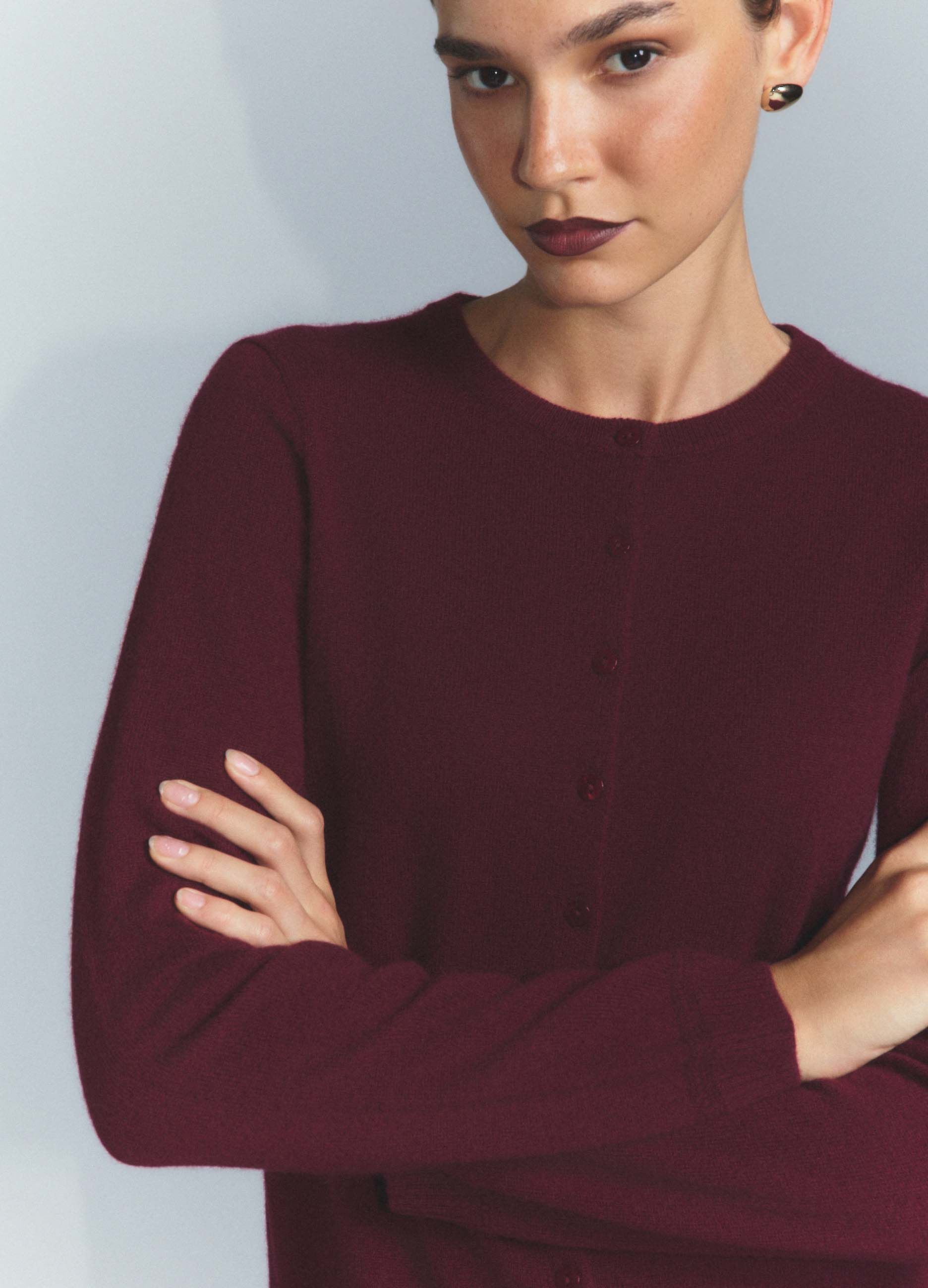 Cardigan girocollo in puro cashmere donna_5