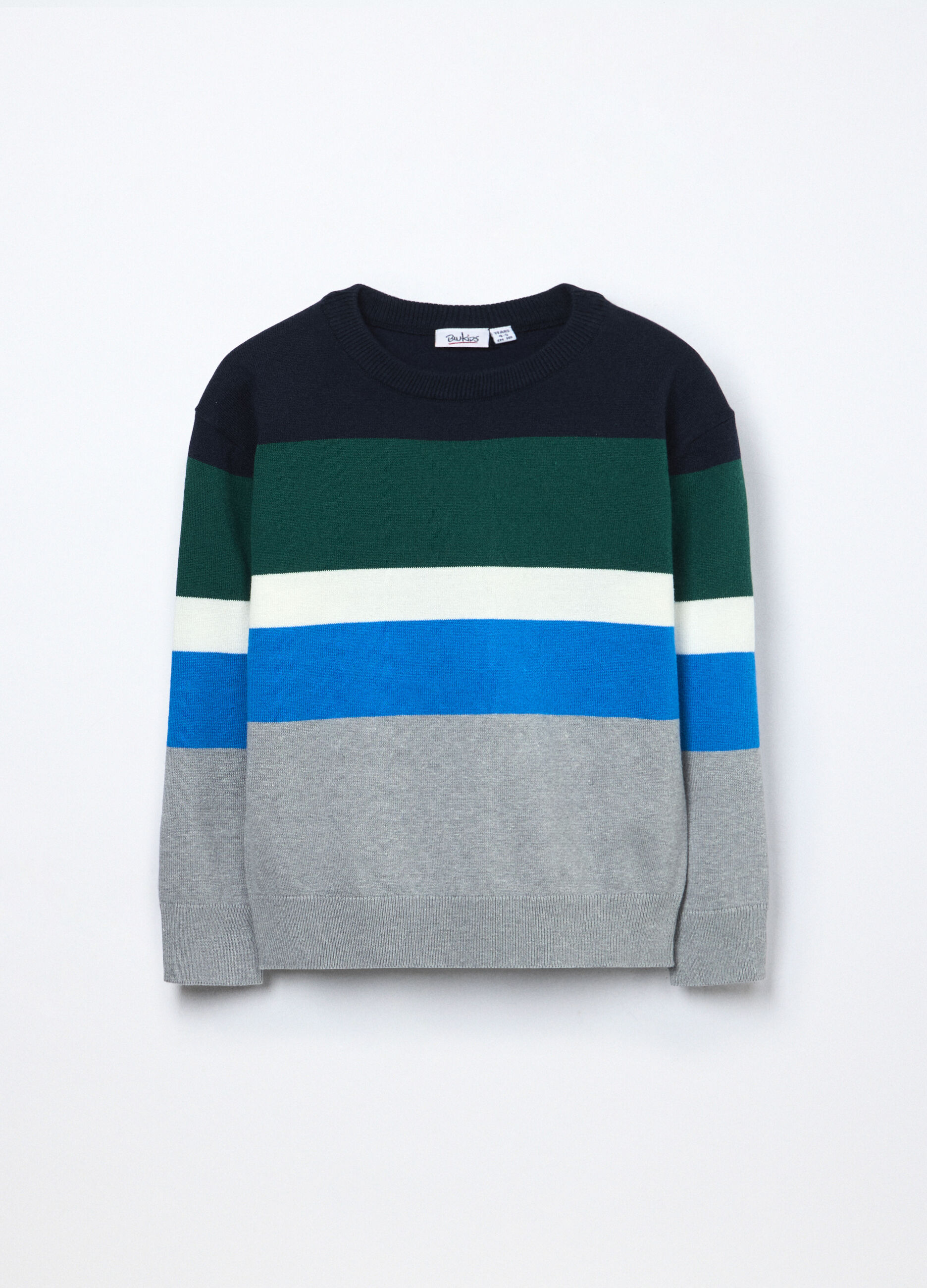Girocollo tricot in puro cotone a righe bambino _0