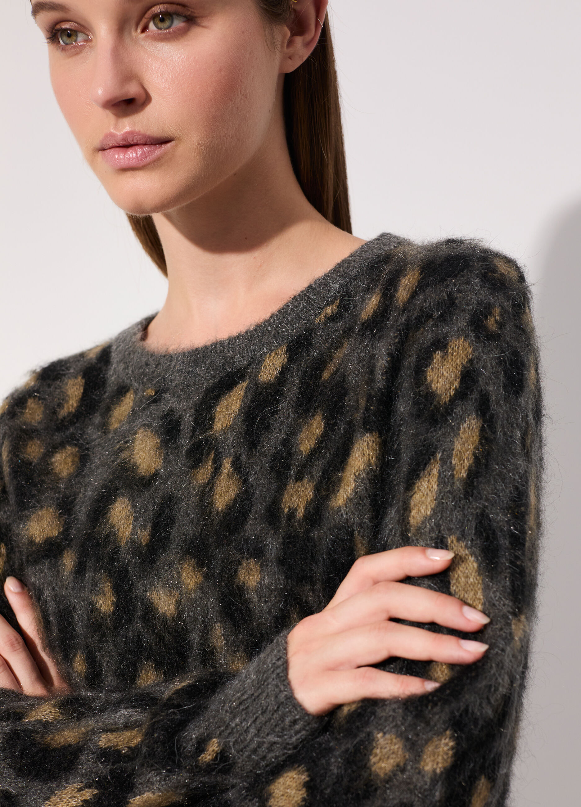 Maglione a girocollo in misto mohair donna_3