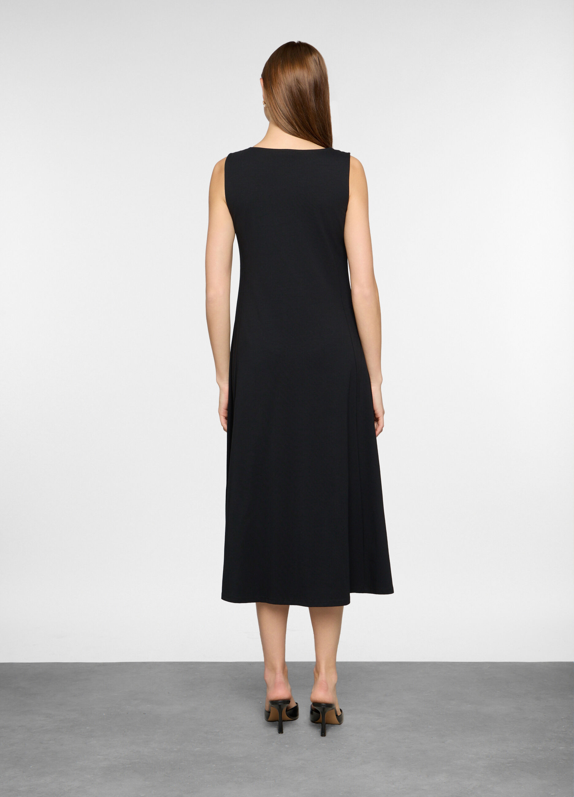 Abito lungo girocollo in jersey stretch donna_1