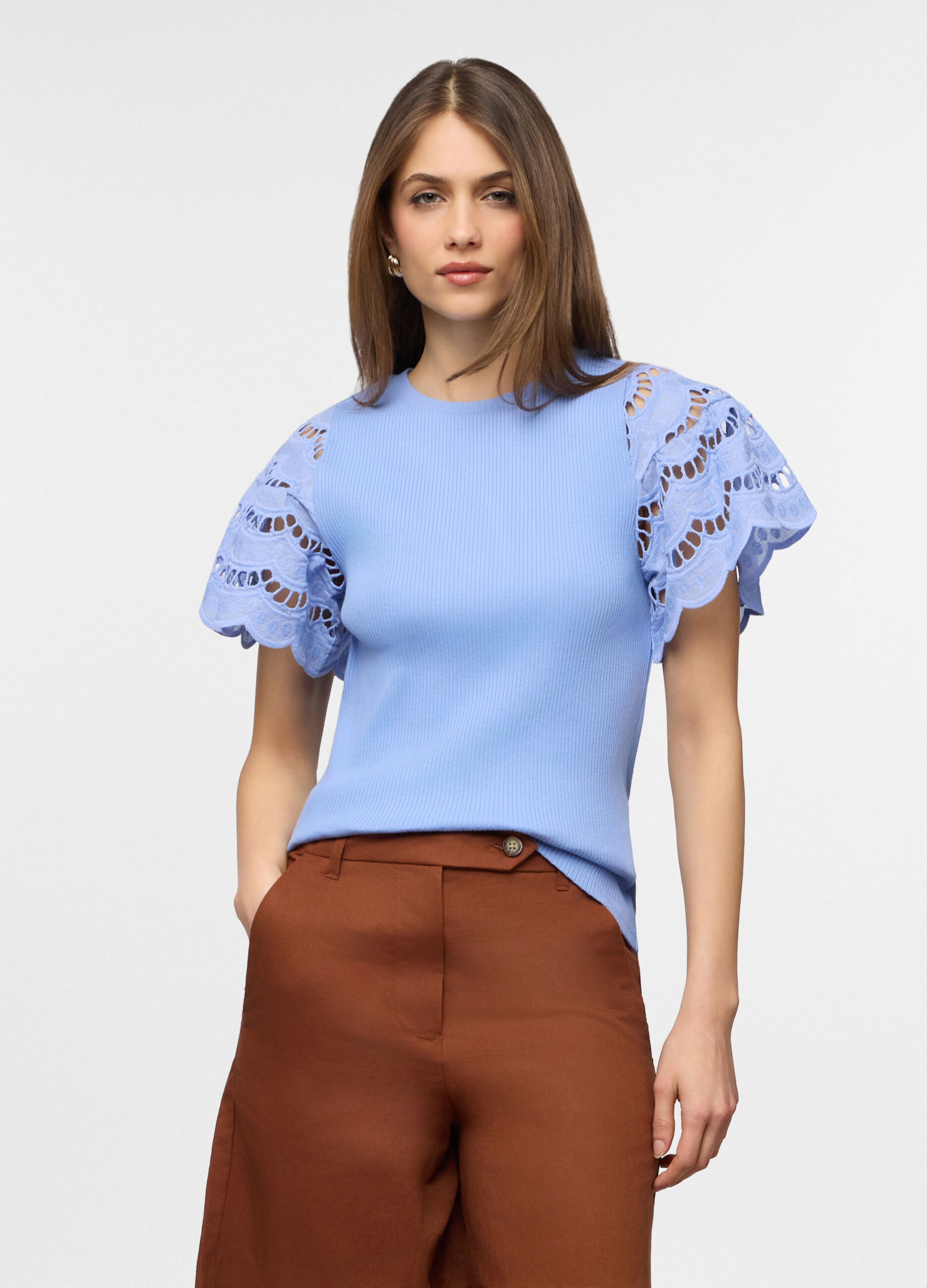 T-shirt girocollo stretch donna