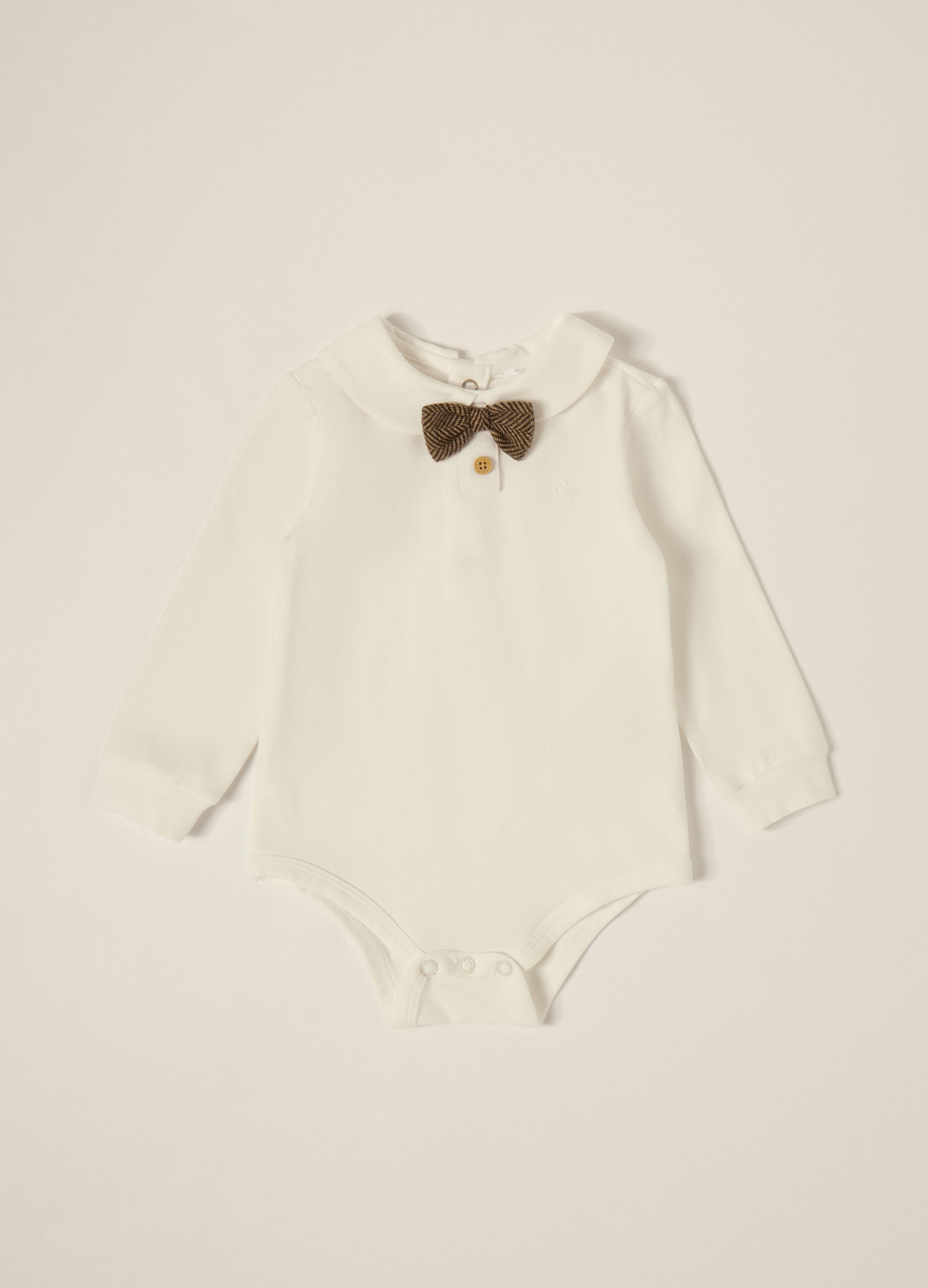 Body bianco con papillon per neonato_0