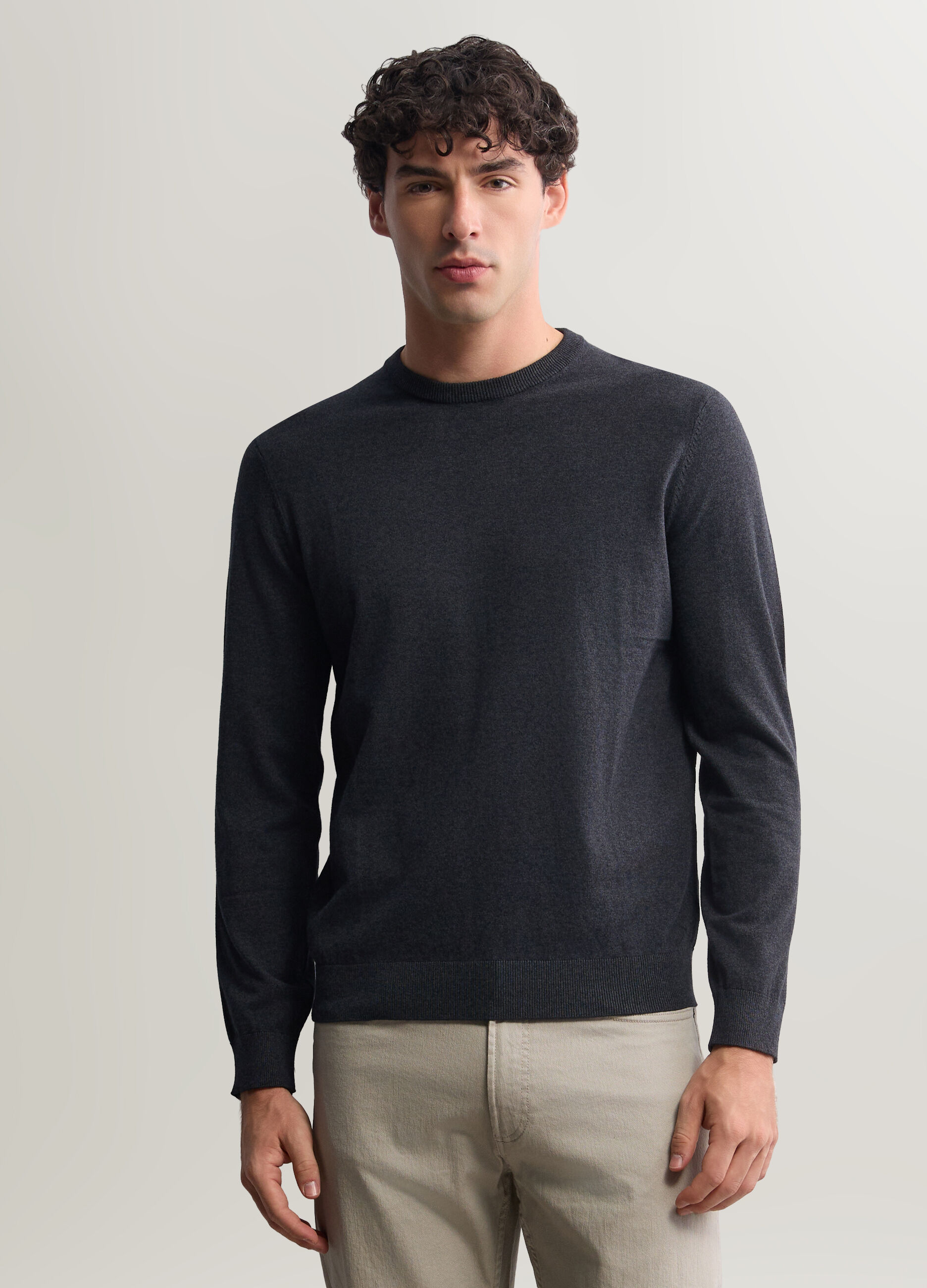 Maglione girocollo in misto cotone uomo