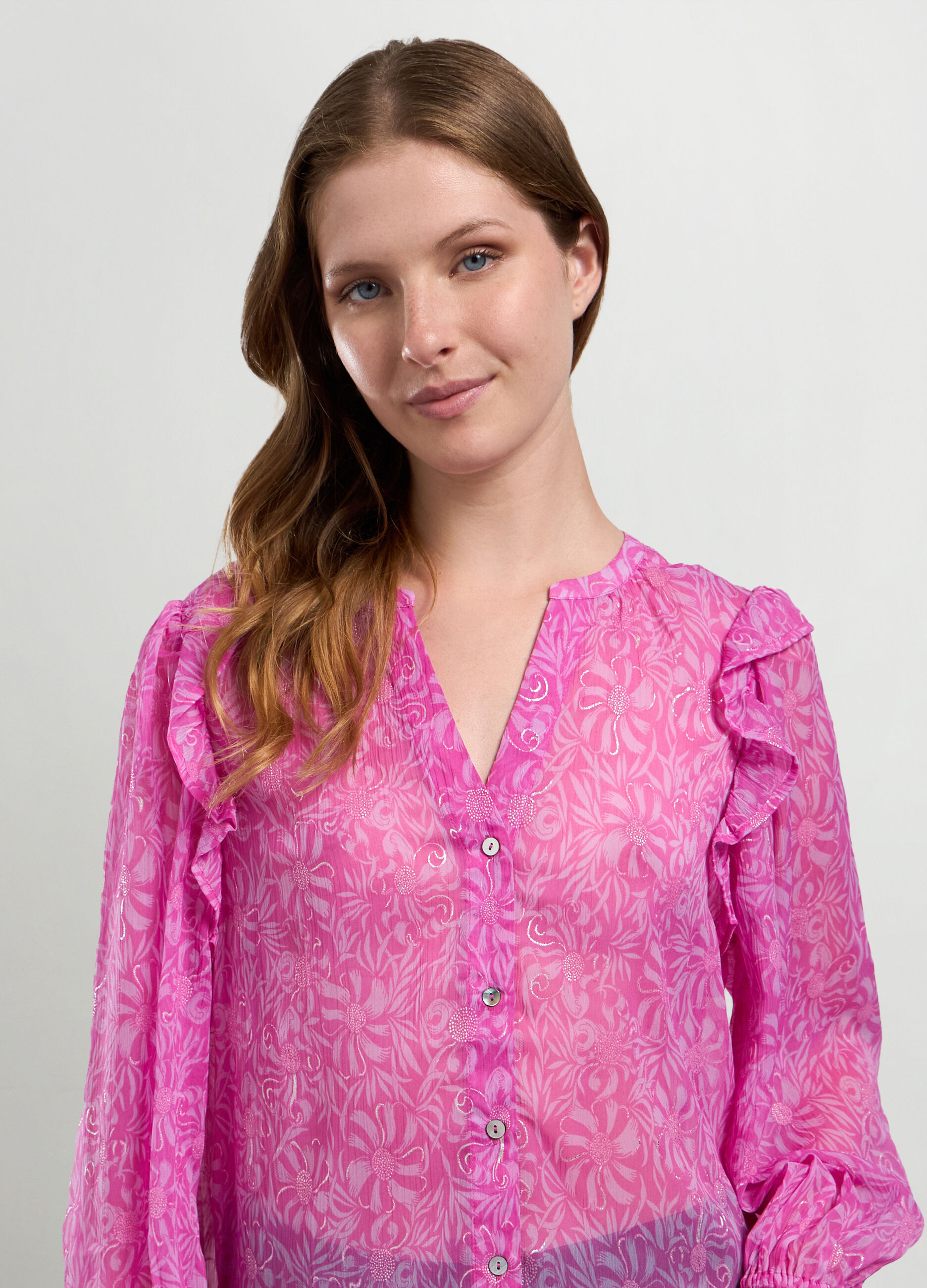 Camicia chiffon con filo lurex donna_2