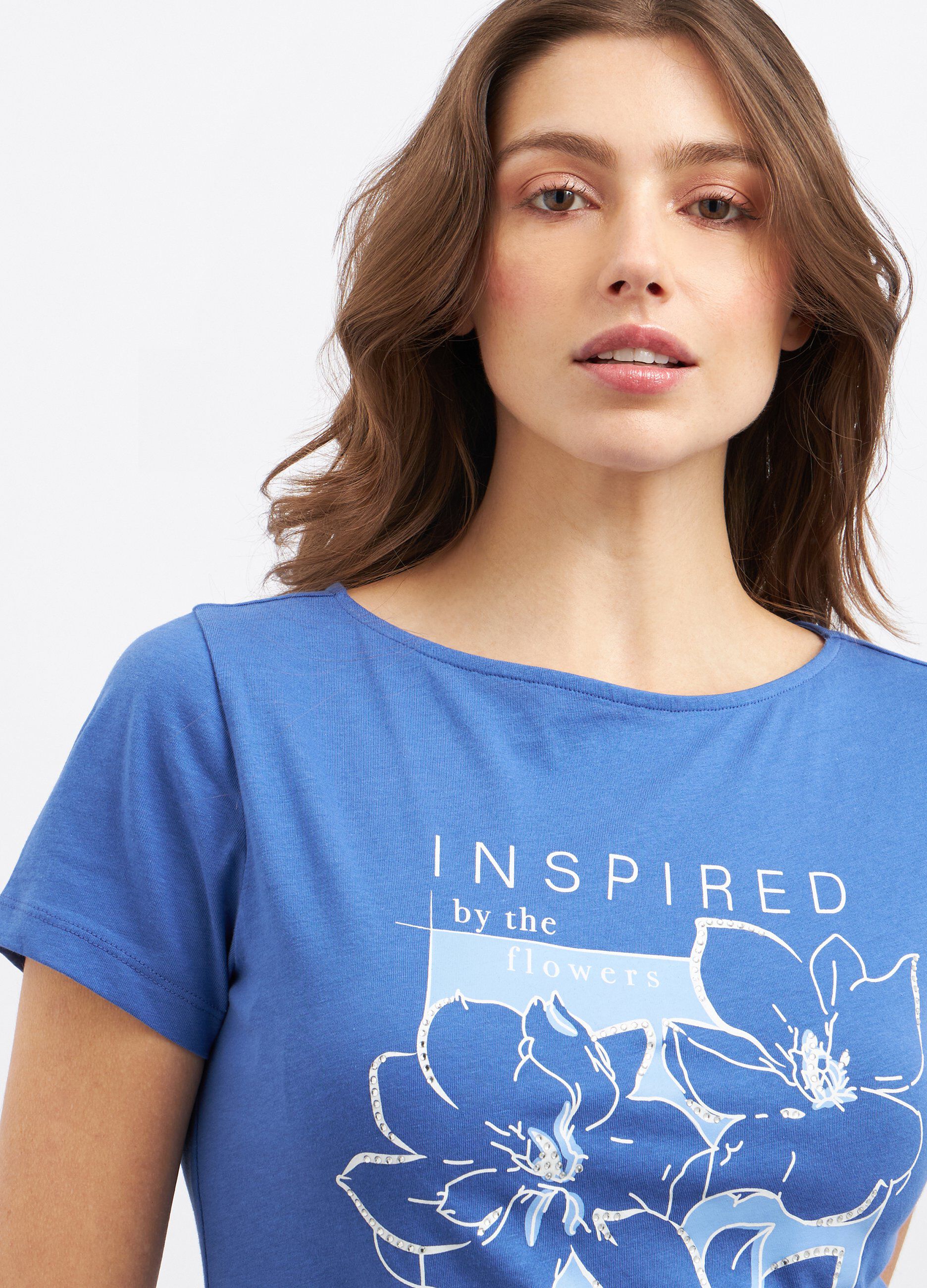 T-shirt in puro cotone con scollo a barchetta donna_2