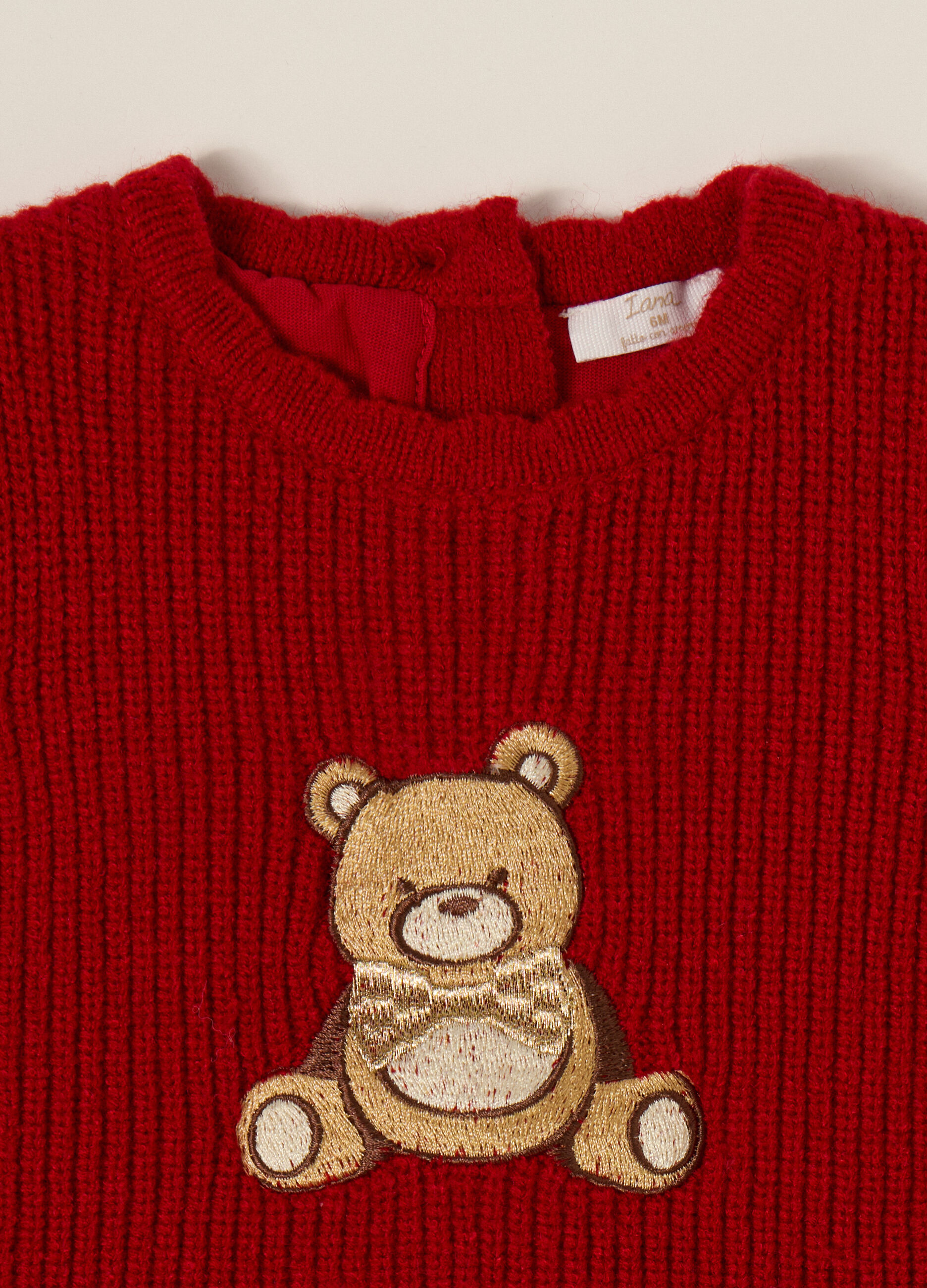 Vestito rosso per bambina con applicazione orsetto_2
