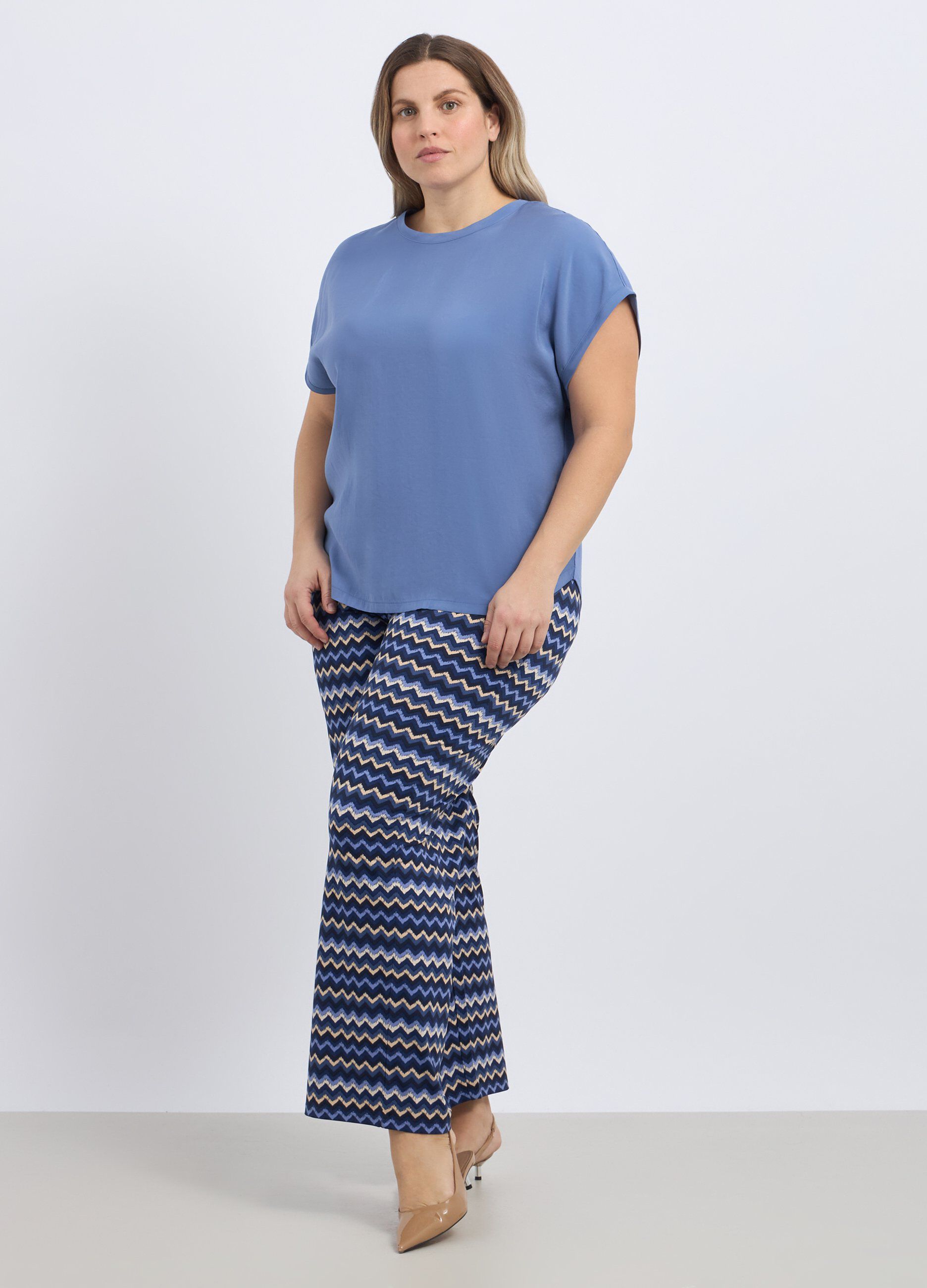 Pantaloni stretch con stampa all over donna curvy_0