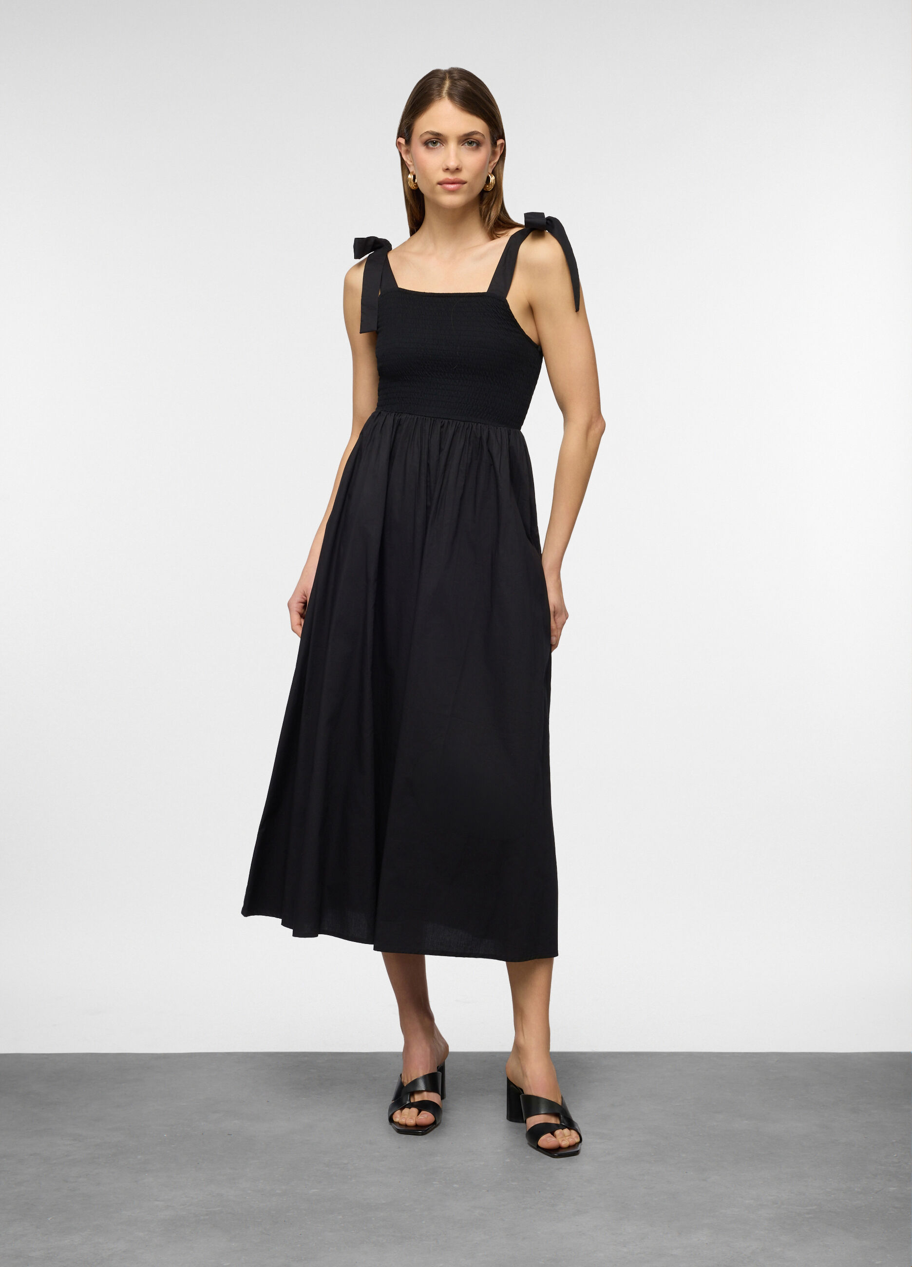 Vestito lungo smanicato fit regular in puro cotone donna_0