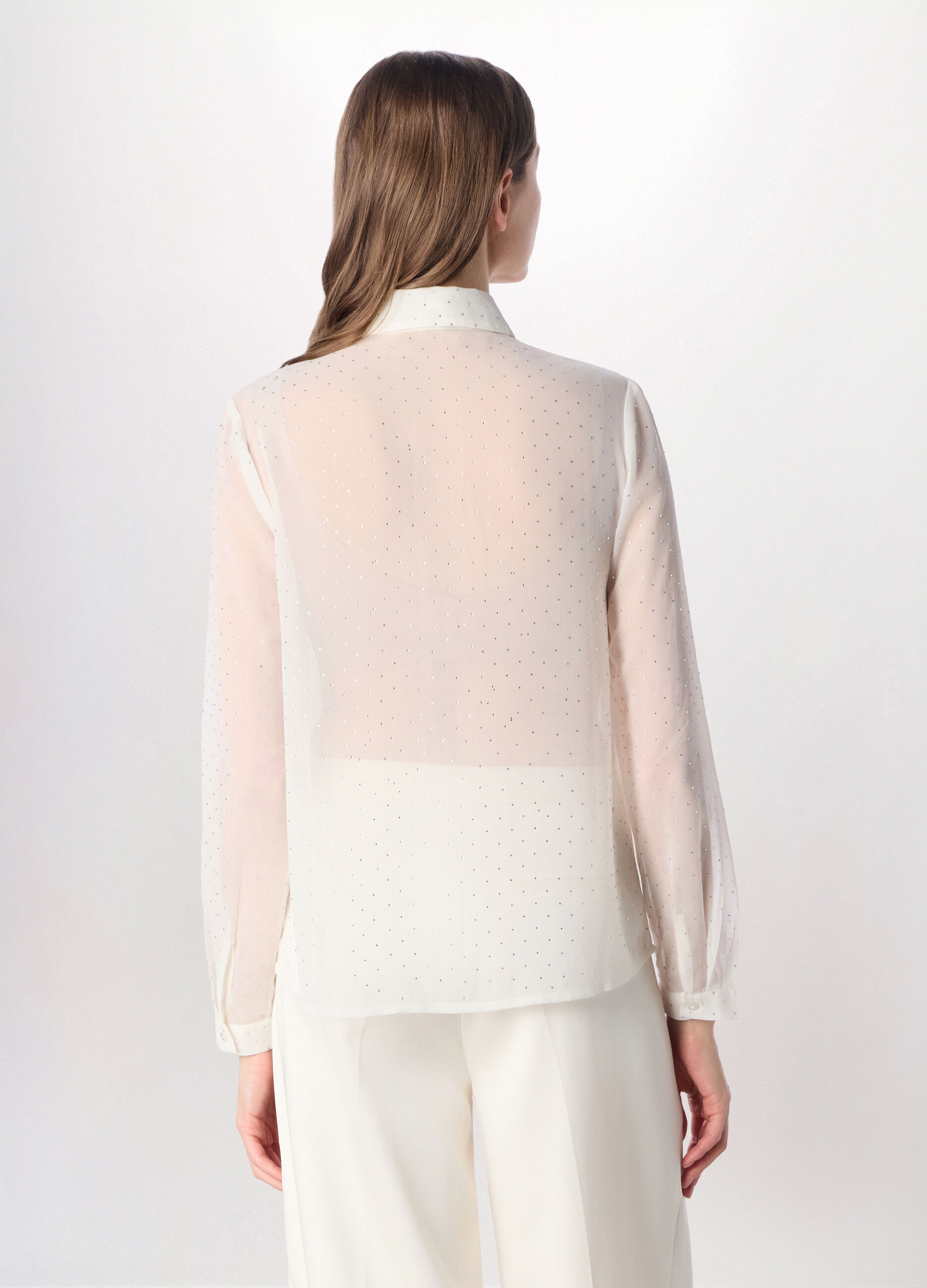 Camicia chiffon con strass donna_1