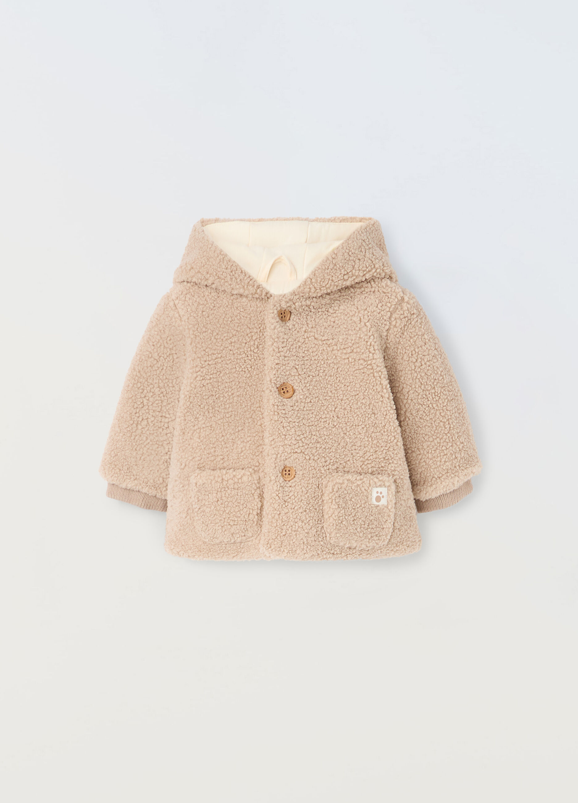 Giacca in eco fur con cappuccio neonata_0