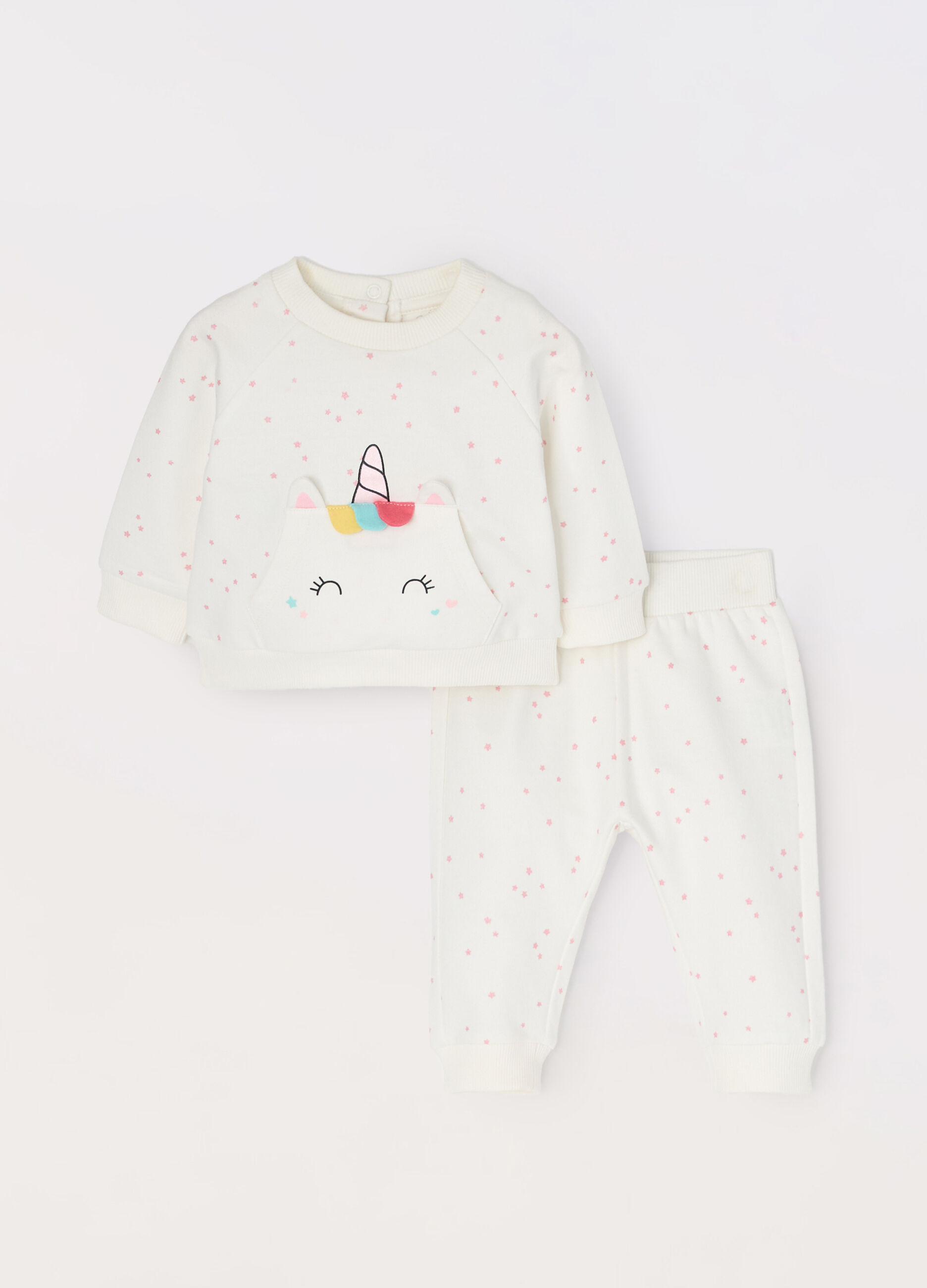 Jogging set in french terry di puro cotone neonata_0