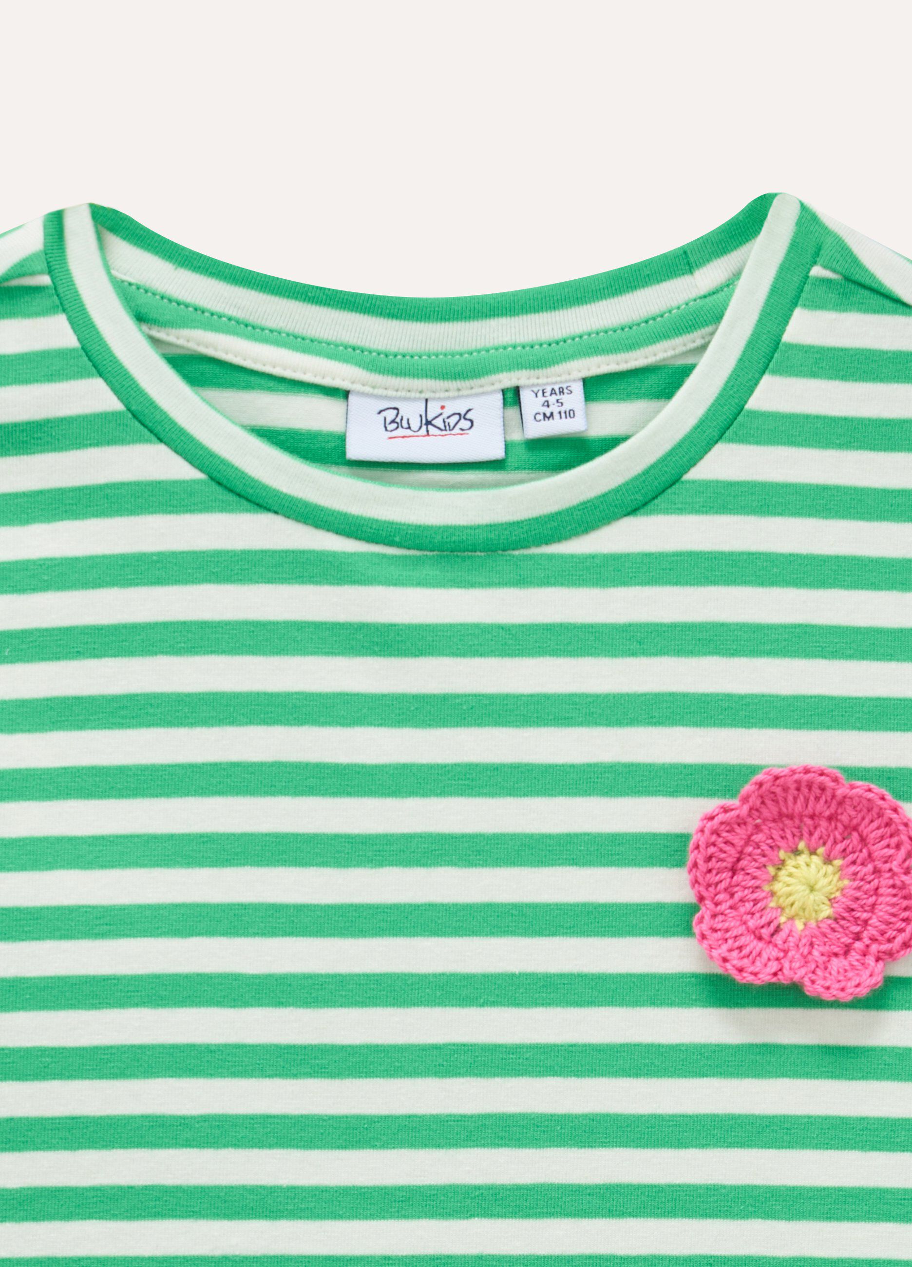 T-shirt in cotone stretch a righe bambina_1