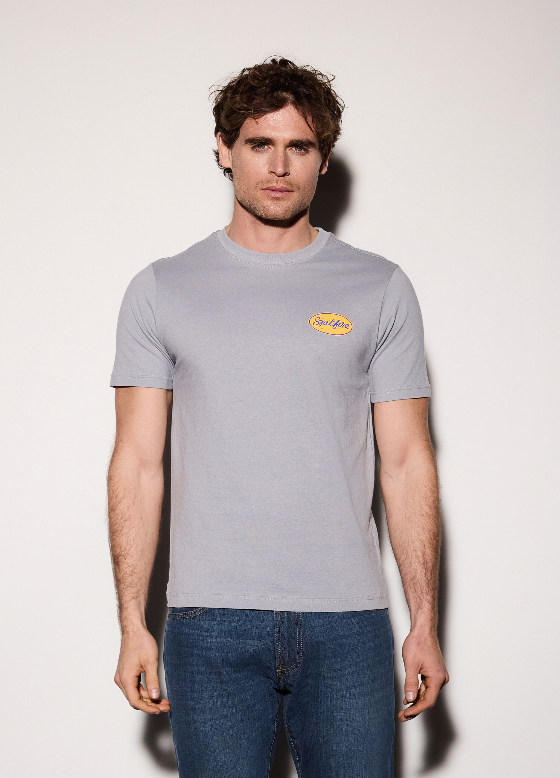 T-shirt in jersey di cotone con logo uomo_0