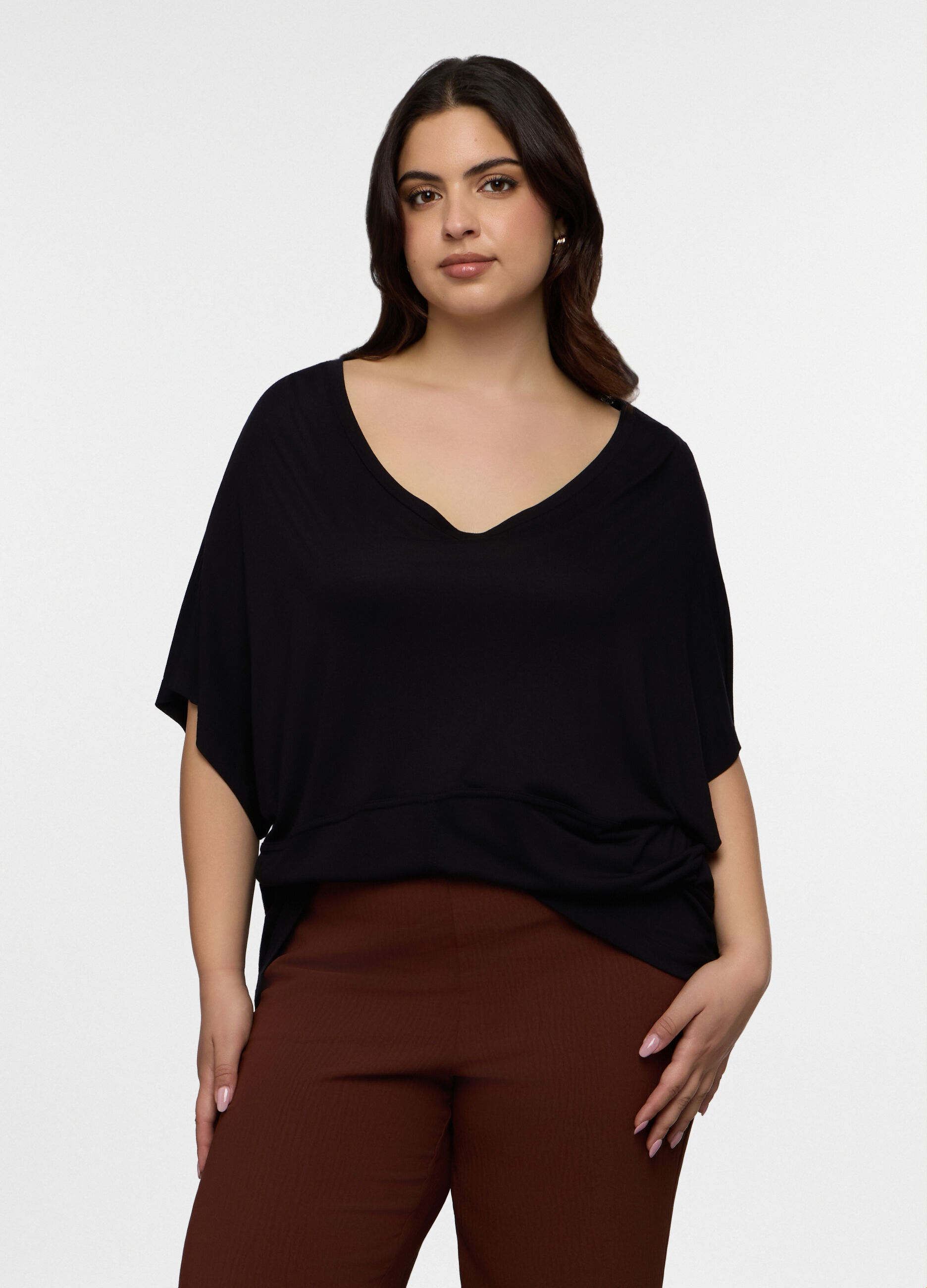 T-shirt Fit Relaxed con scollo a V donna curvy_0