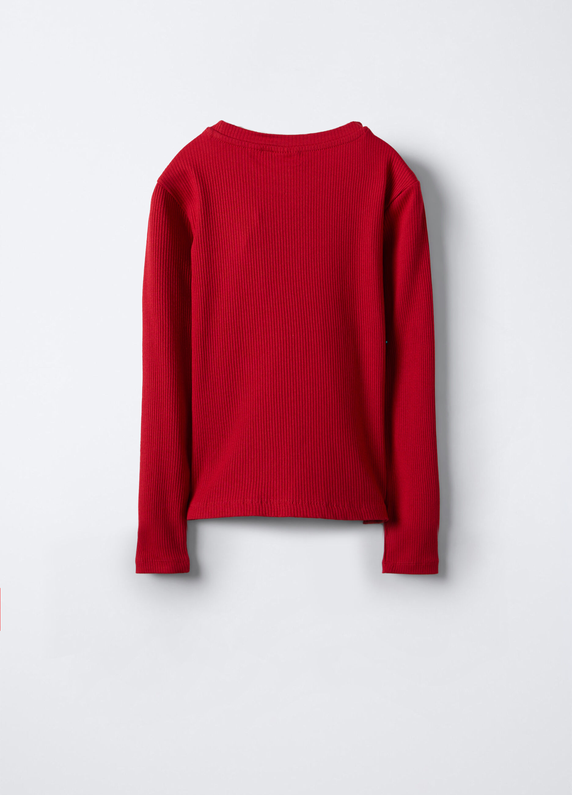 T-shirt girocollo in costina di cotone stretch ragazza_1