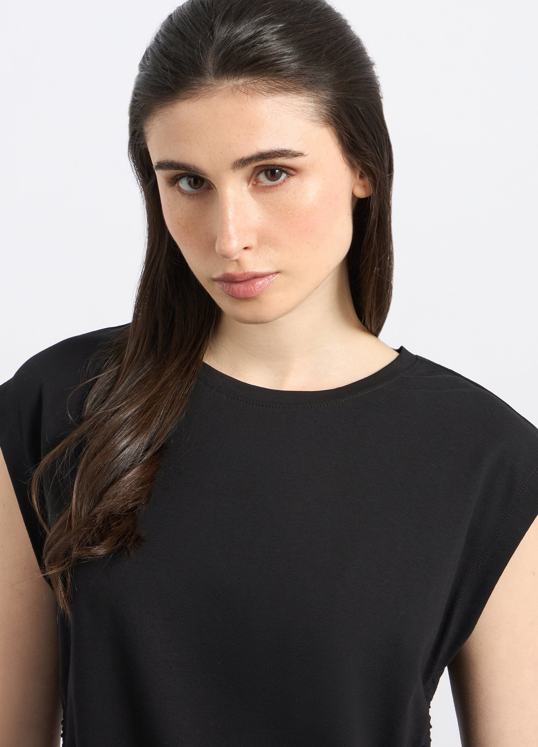 T-shirt in cotone stretch con coulisse donna_2