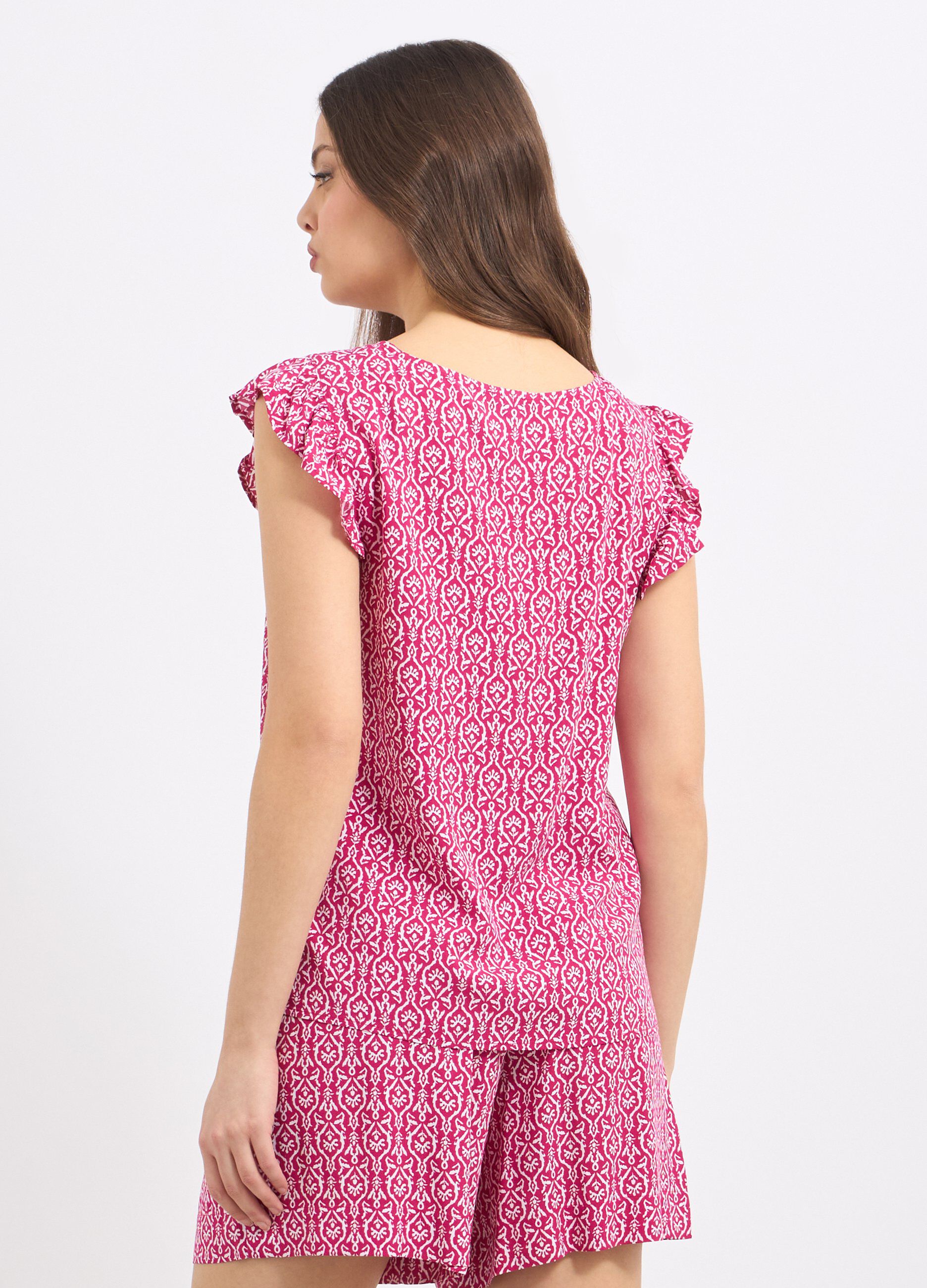 Blusa in pura viscosa con rouches donna_1