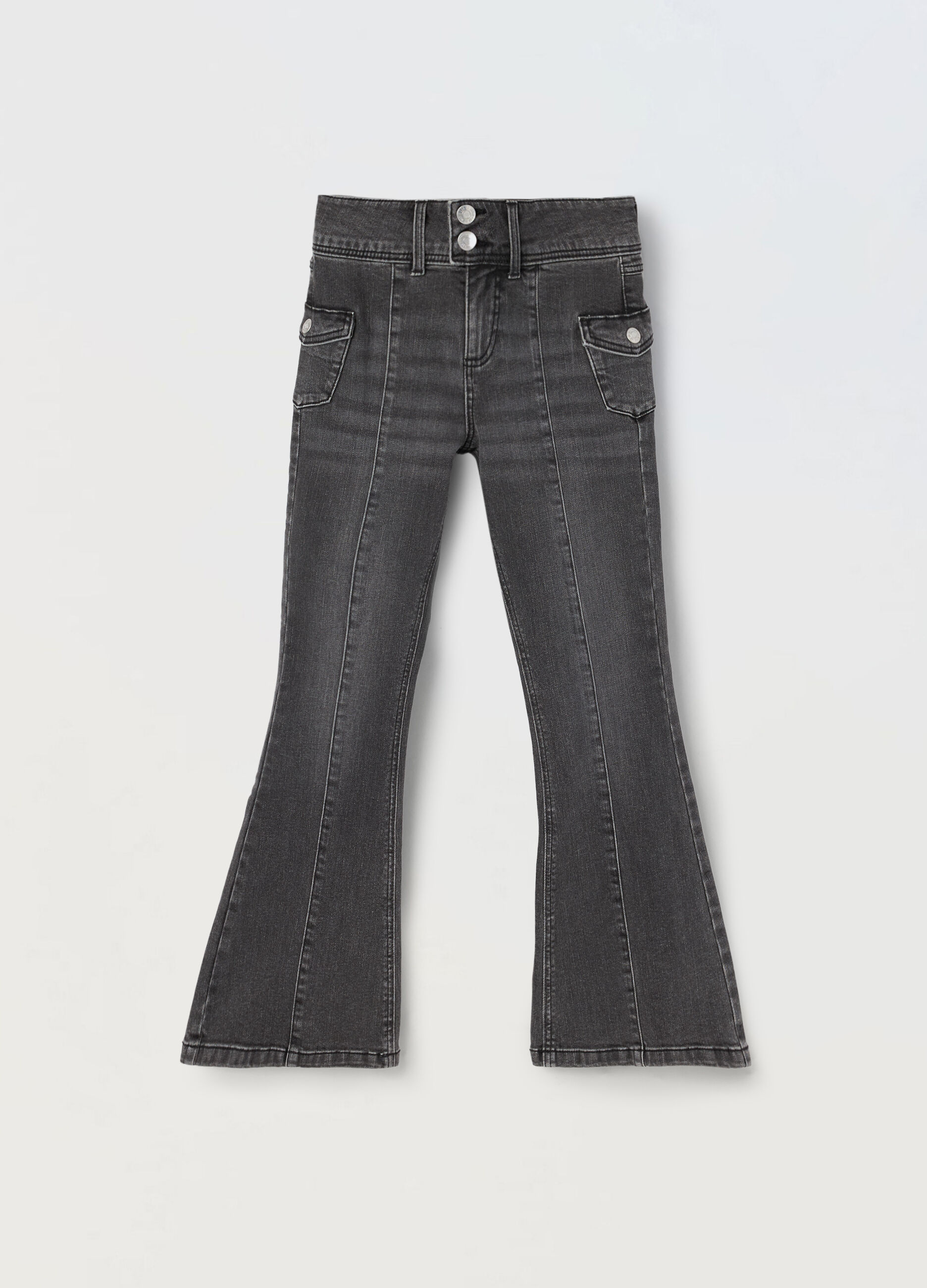 Pantaloni in denim stretch wide fit ragazza_0