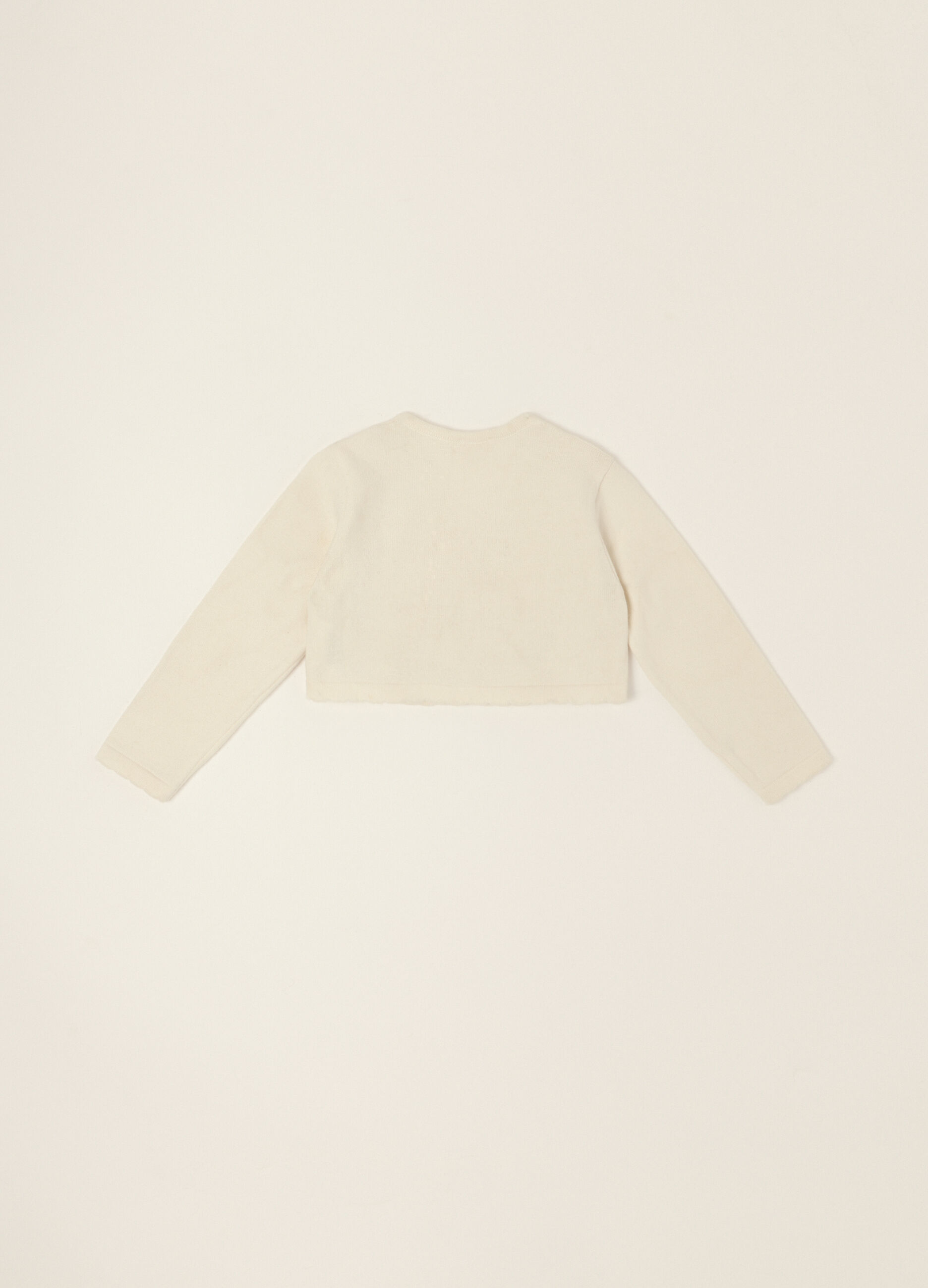 Cardigan bianco in puro cotone da neonata_1