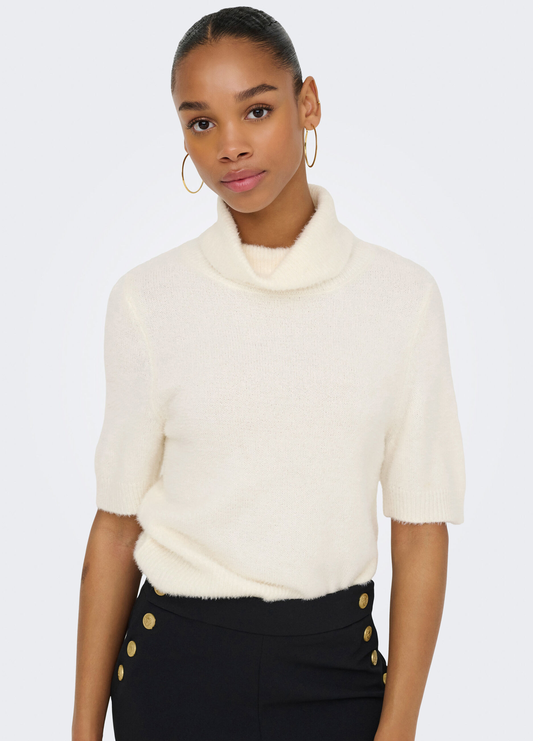 Tricot fluffy a maniche corte donna_2