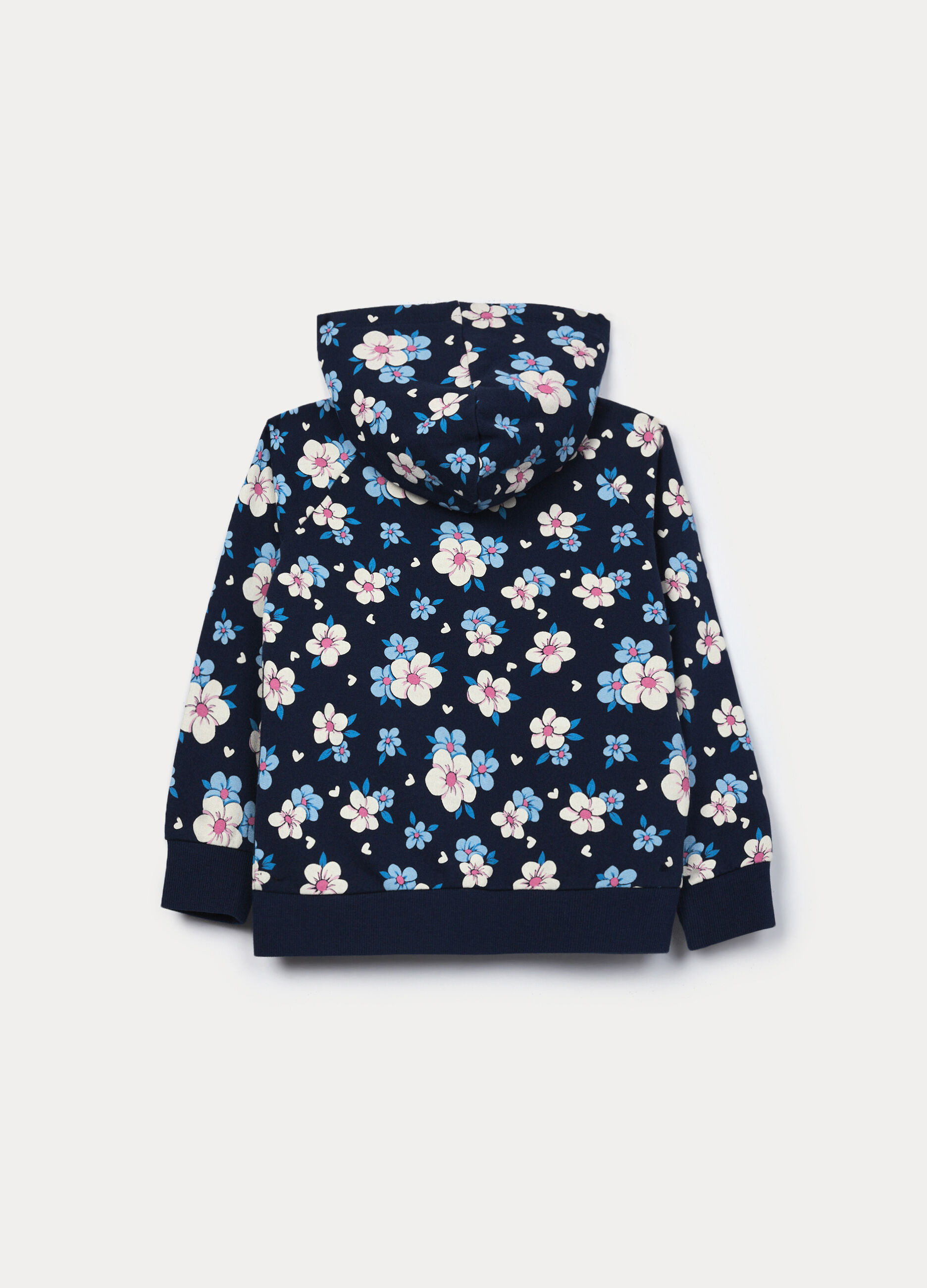 Felpa full zip in french terry di puro cotone bambina_1