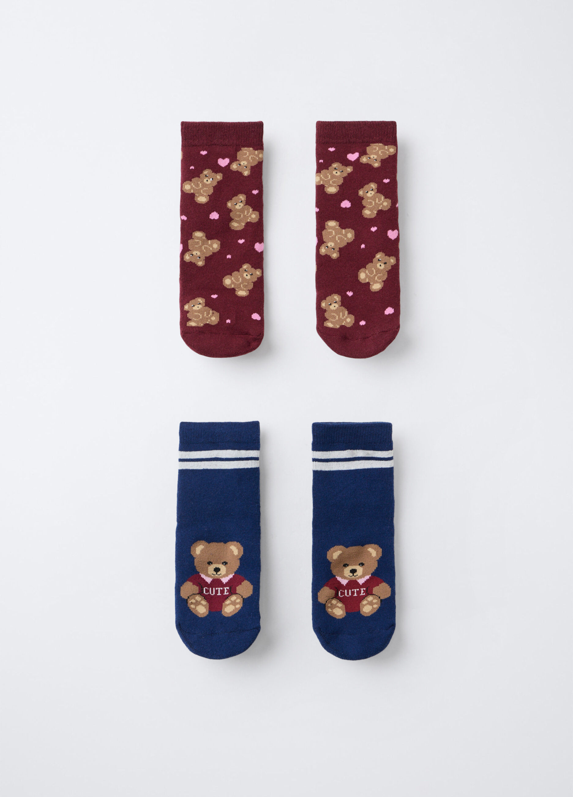 Pack 2 calze corte antiscivolo in spugna di cotone stretch bambina_0