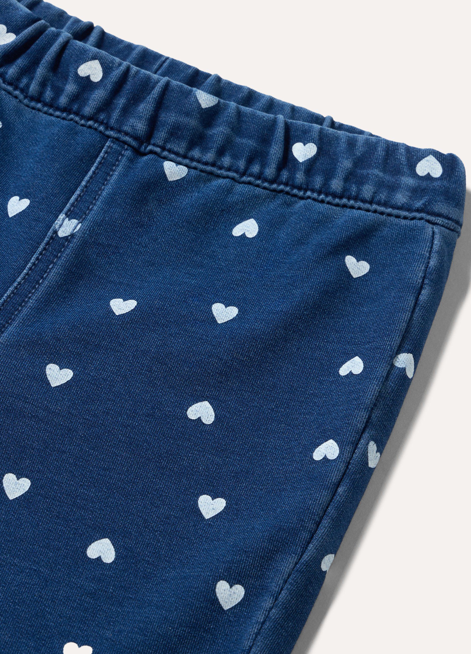 Treggings misto cotone con stampa bambina_1
