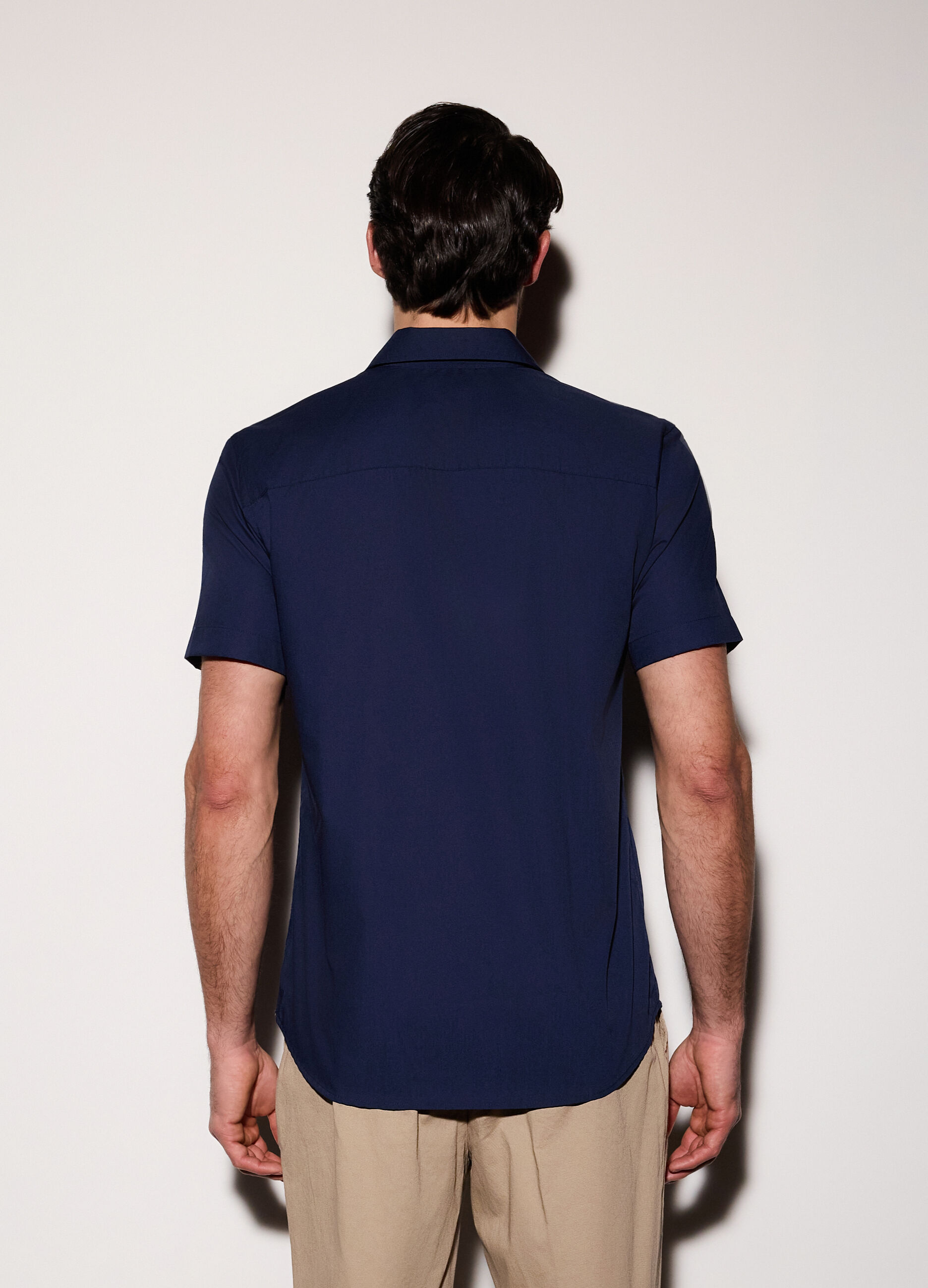 Camicia a manica corta in misto cotone uomo_1